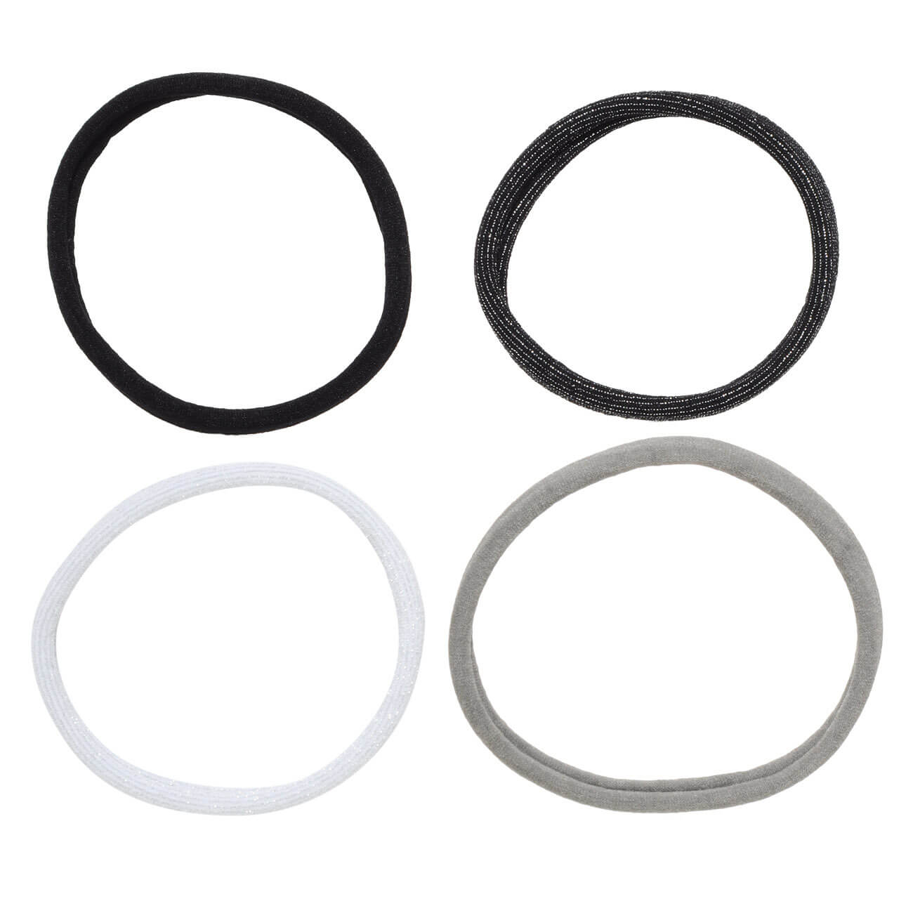 Elastic band for hair, 5 cm, 8 pcs, polyester, gray / white / black, with lurex, Basic изображение № 1