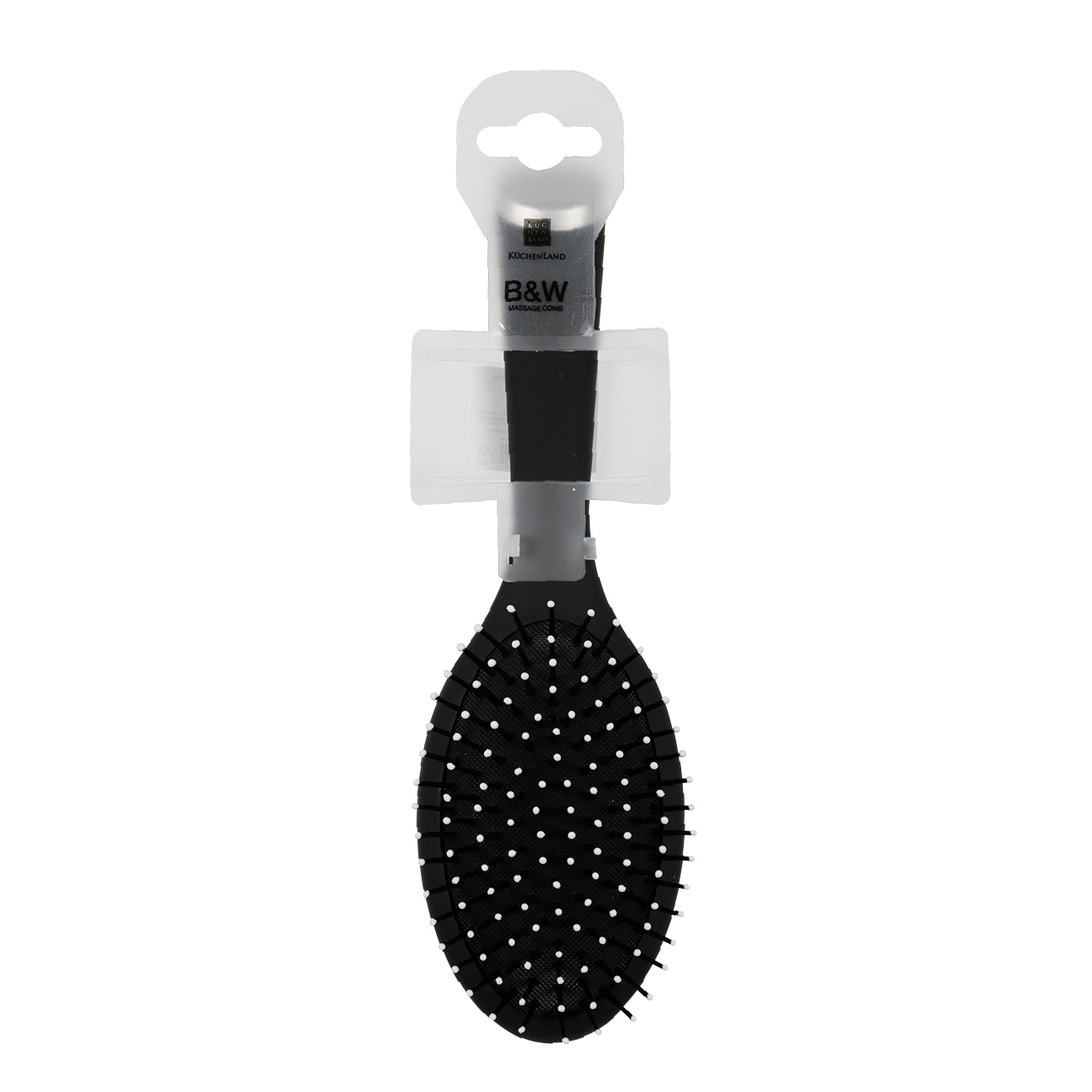 Hair massage comb, 23 cm, plastic, black, B&W изображение № 2