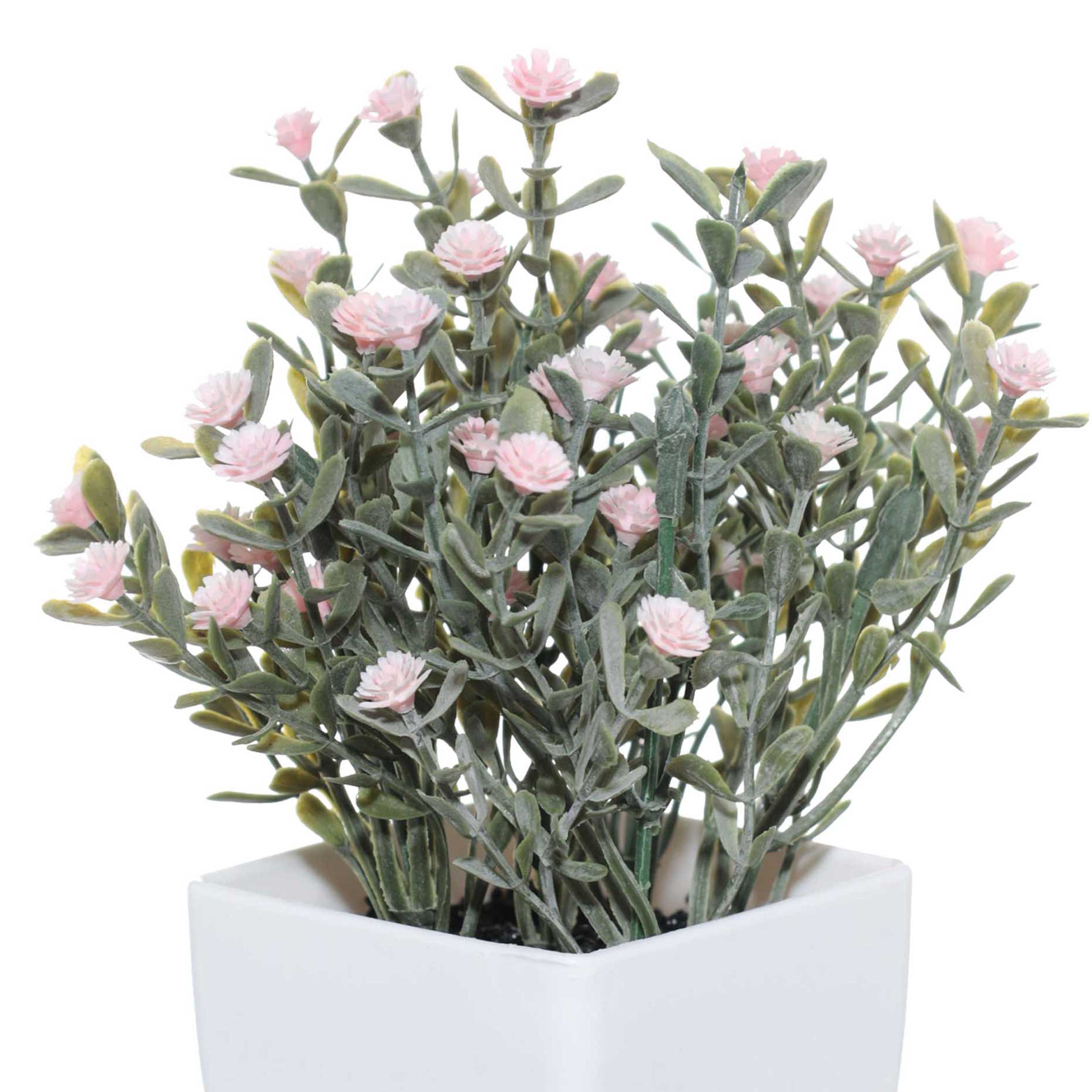 Artificial plant, 17 cm, potted, plastic / metal, Pink flowers, Pot garden изображение № 3