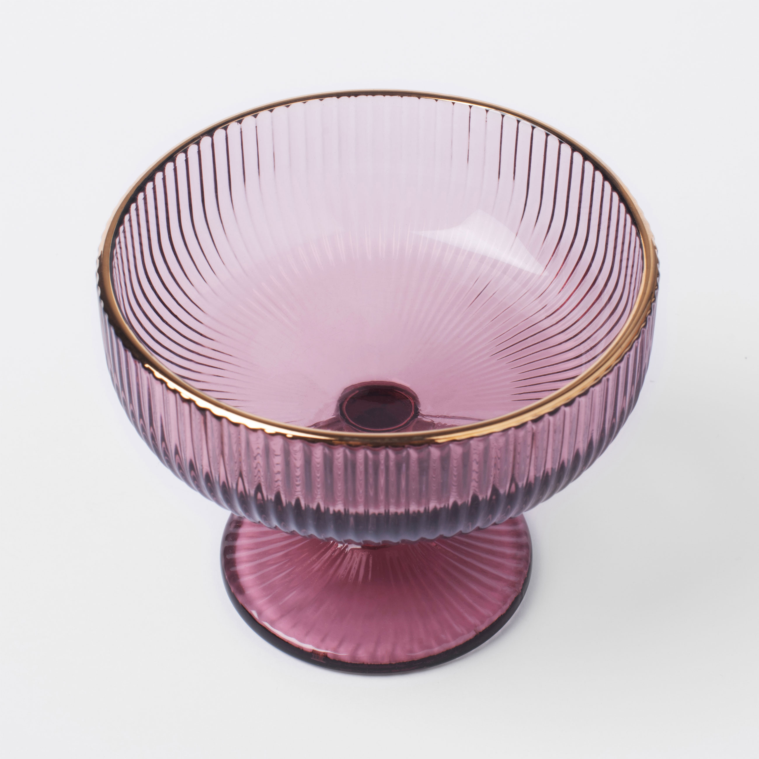 Cream bowl, 10 cm, 280 ml, glass R, with golden edging, burgundy, Argos color изображение № 3
