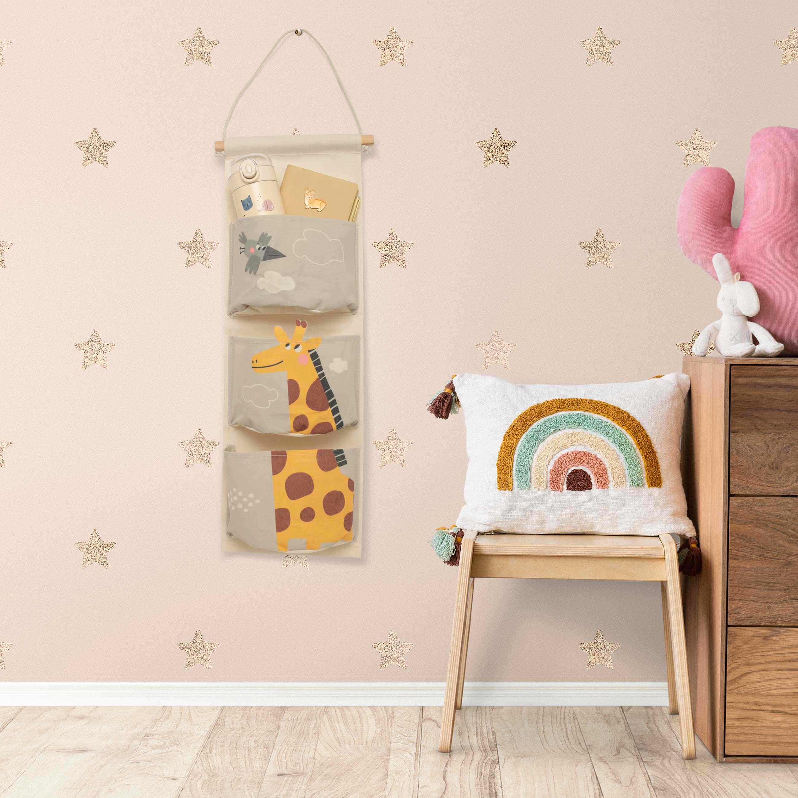 Children's organizer, 20x59 cm, 3 ыусешщты, hanging, cotton/polyester, Giraffe, Jungle изображение № 4