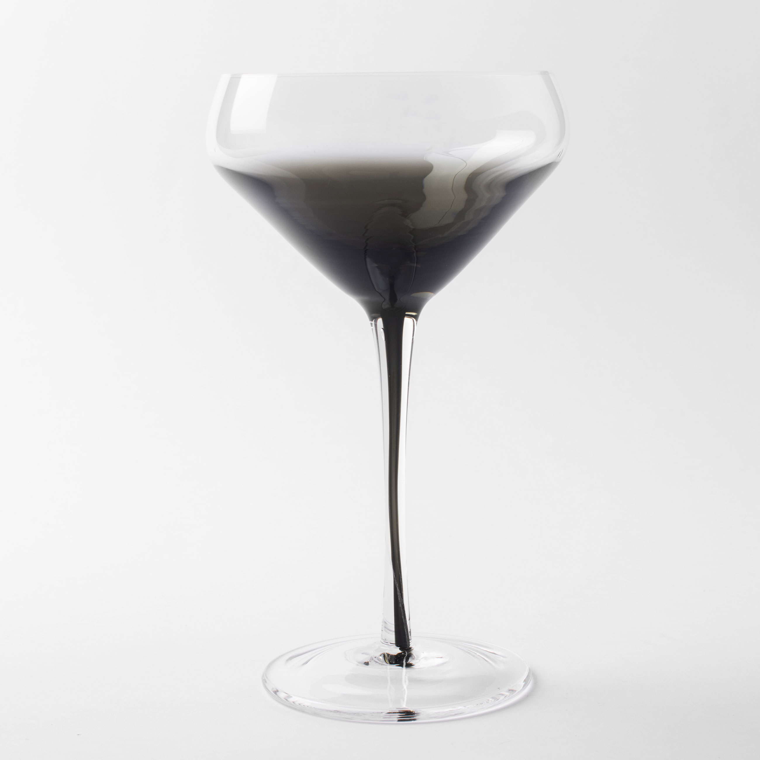Champagne creamer glass, 280 ml, 2 pcs, glass, gray gradient, Black leg, Stone изображение № 5