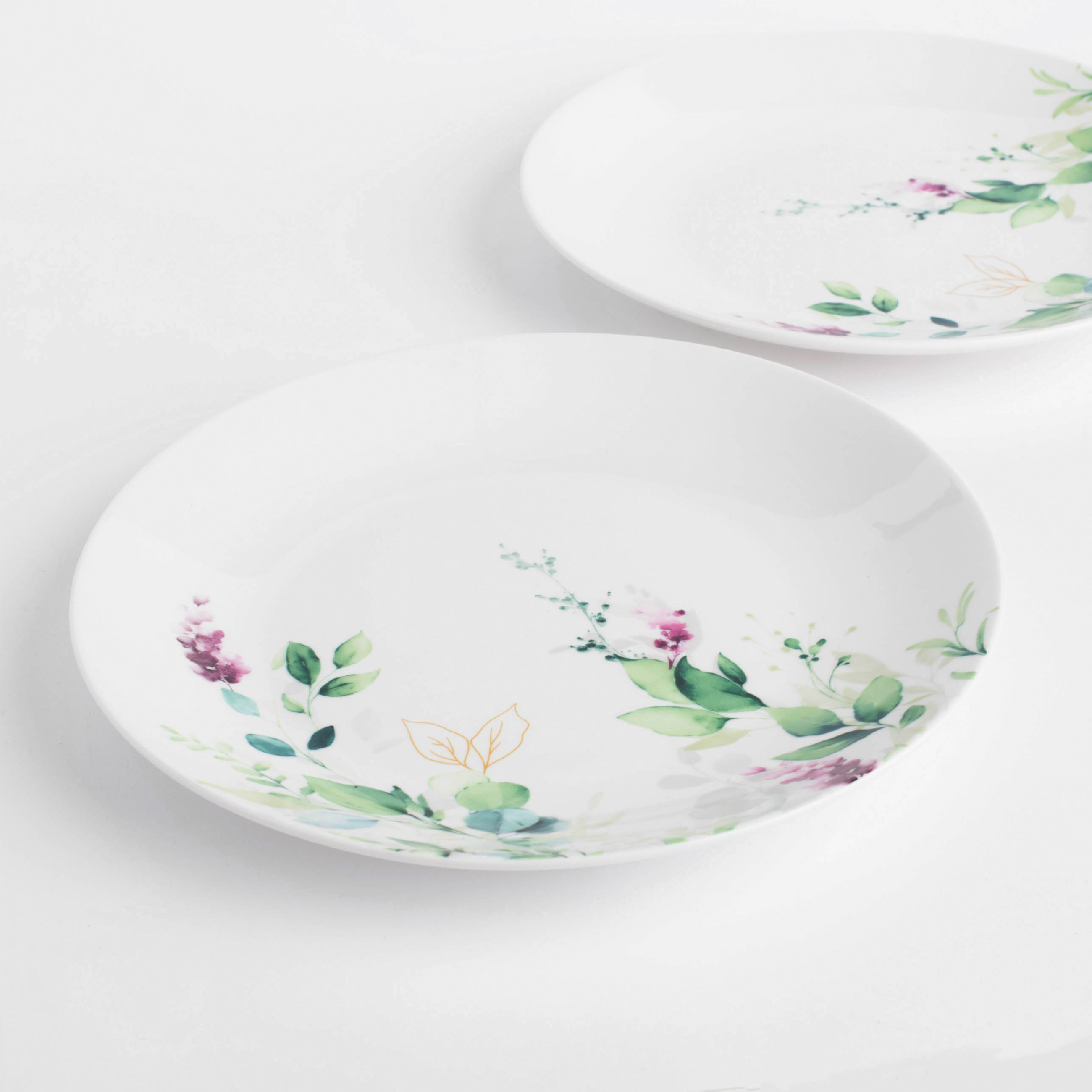Snack plate, 23 cm, 2 pcs, porcelain N, white, Watercolor flowers, Senetti изображение № 3
