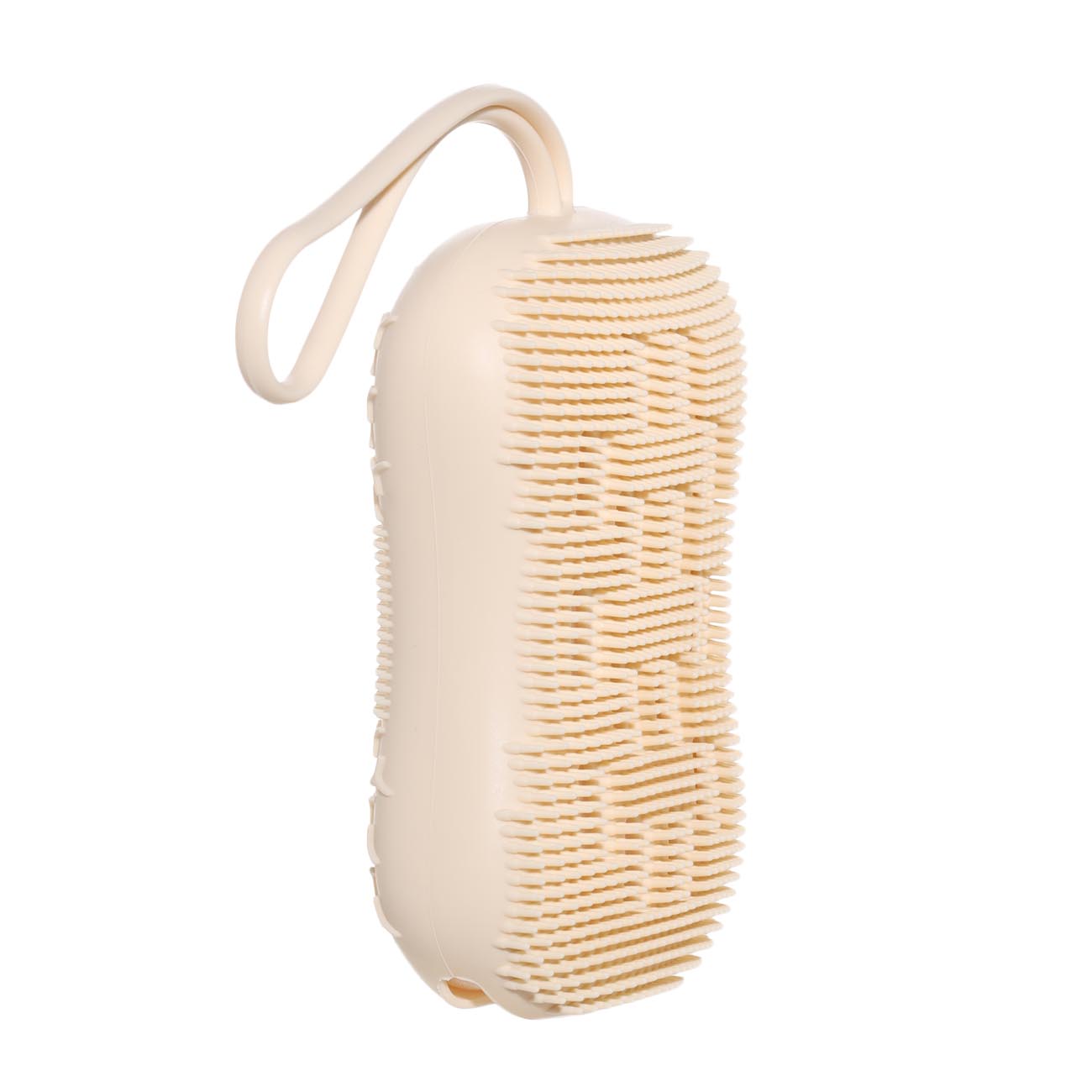 Body wash sponge brush, 13 cm, double-sided, silicone / polyurethane, beige, Bath изображение № 3