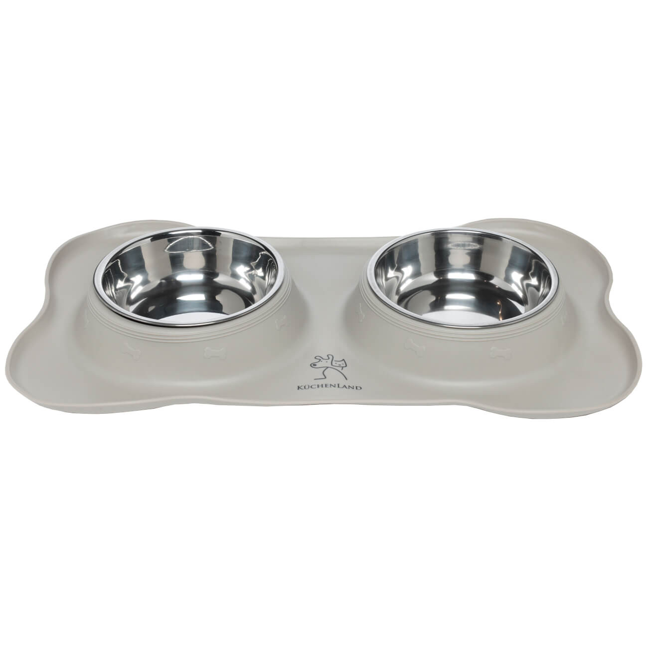 Pet bowl, 46x27 cm, 375 ml, double, on stand, steel / rubber, grey, Favorite pet изображение № 1