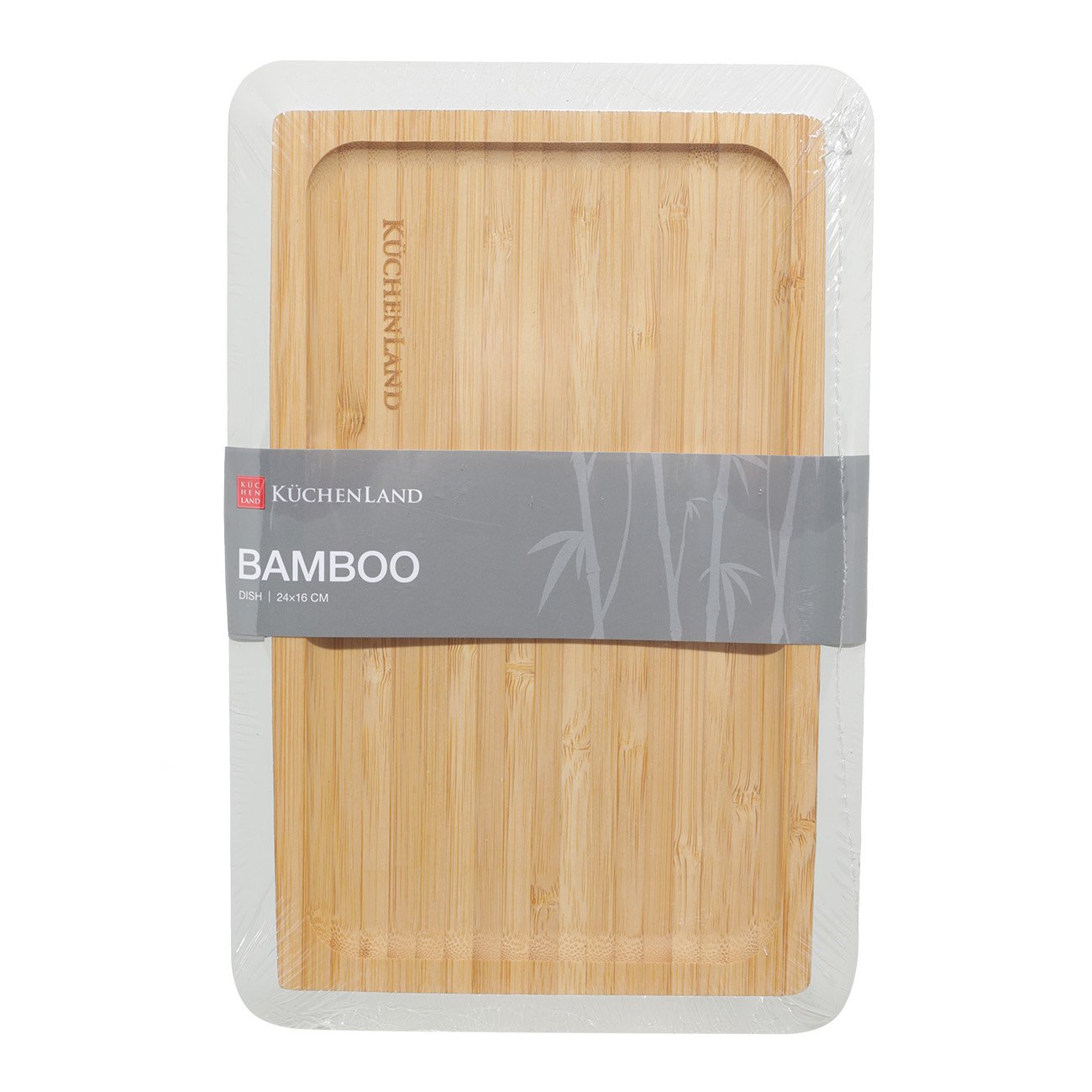 Dish, 24x16 cm, bamboo, rectangular, grey edging, Bamboo soft изображение № 2
