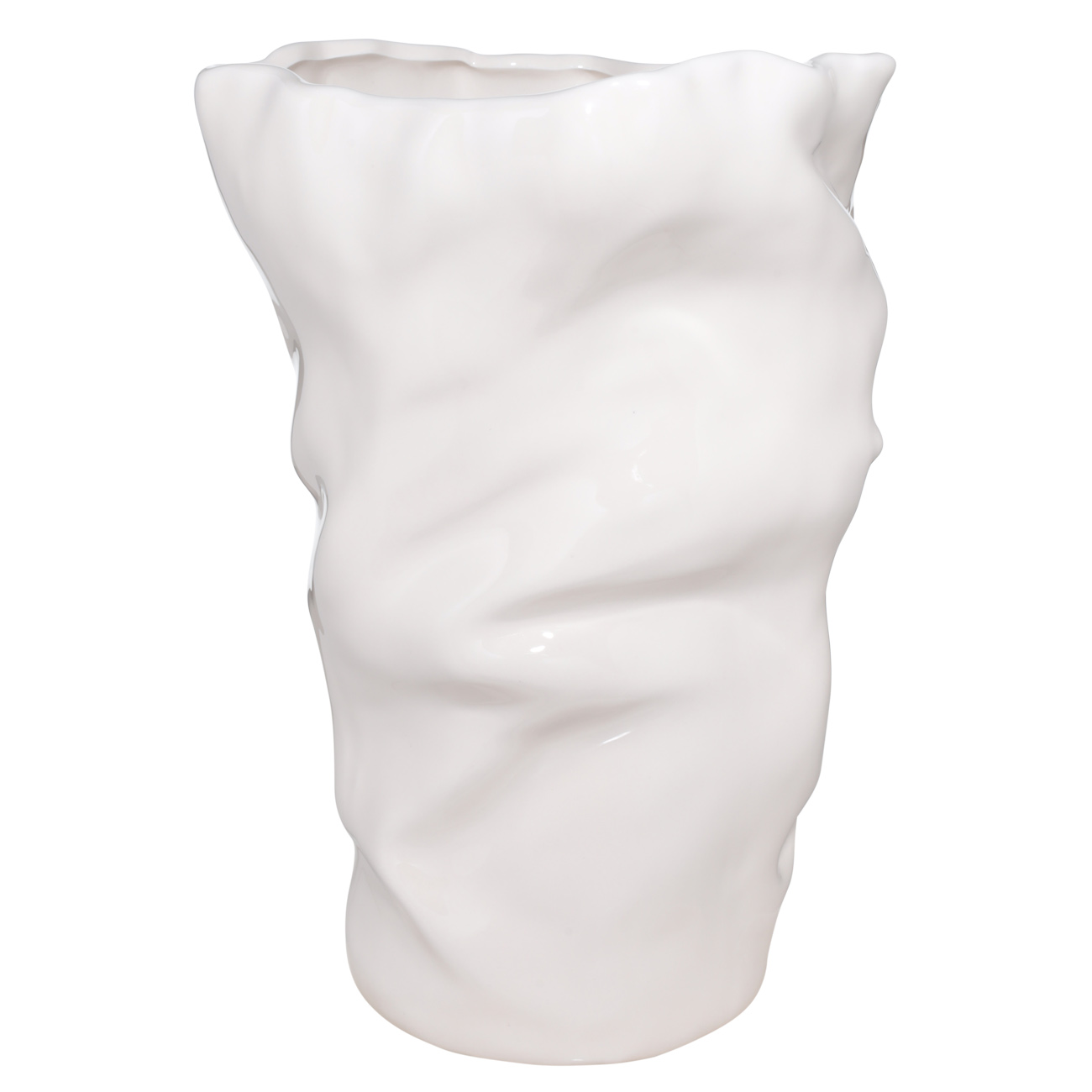 Flower vase, 27 cm, ceramic, milk, Crumpled effect, Crumple изображение № 2