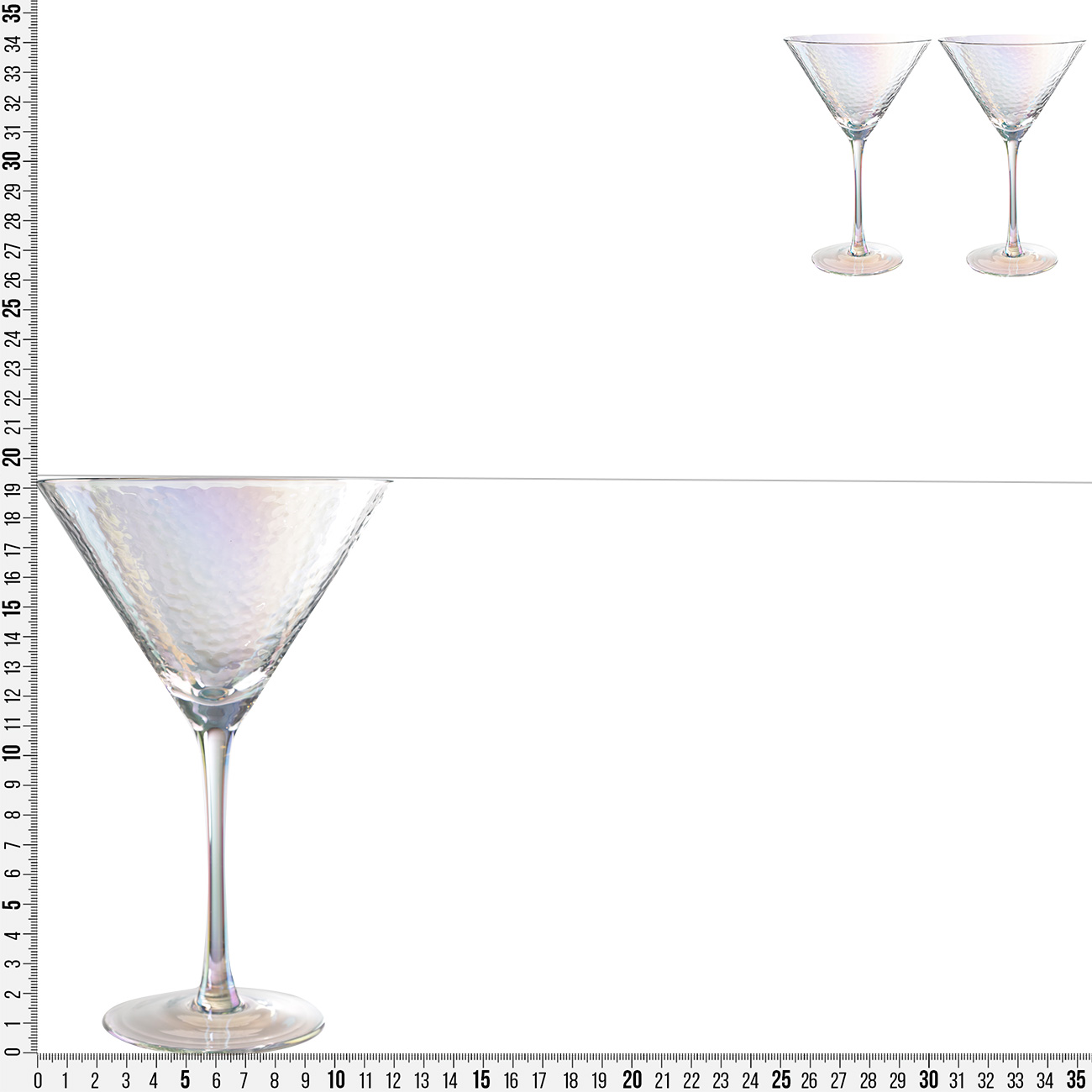 Martini glass, 250 ml, 2 pcs, glass, mother of pearl, Ripply polar изображение № 8