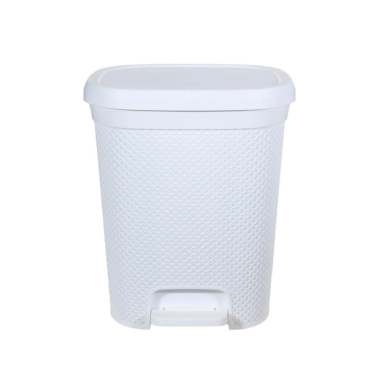 Trash can, 6.5 l, with pedal, plastic, white, Grid изображение № 1