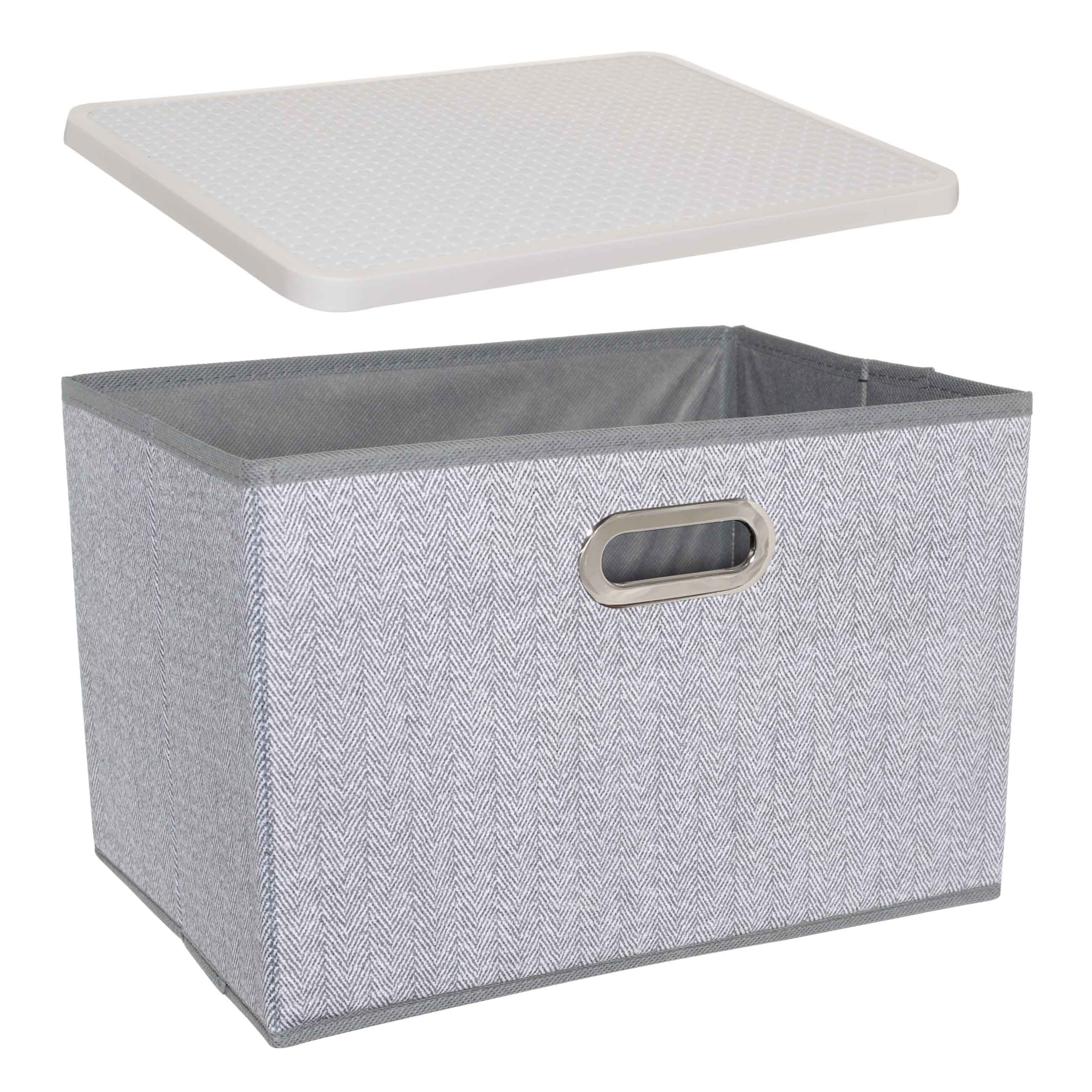 Organizer-box for things, 38x26 cm, with handles/lid, textile / plastic, gray, Pedant new изображение № 3