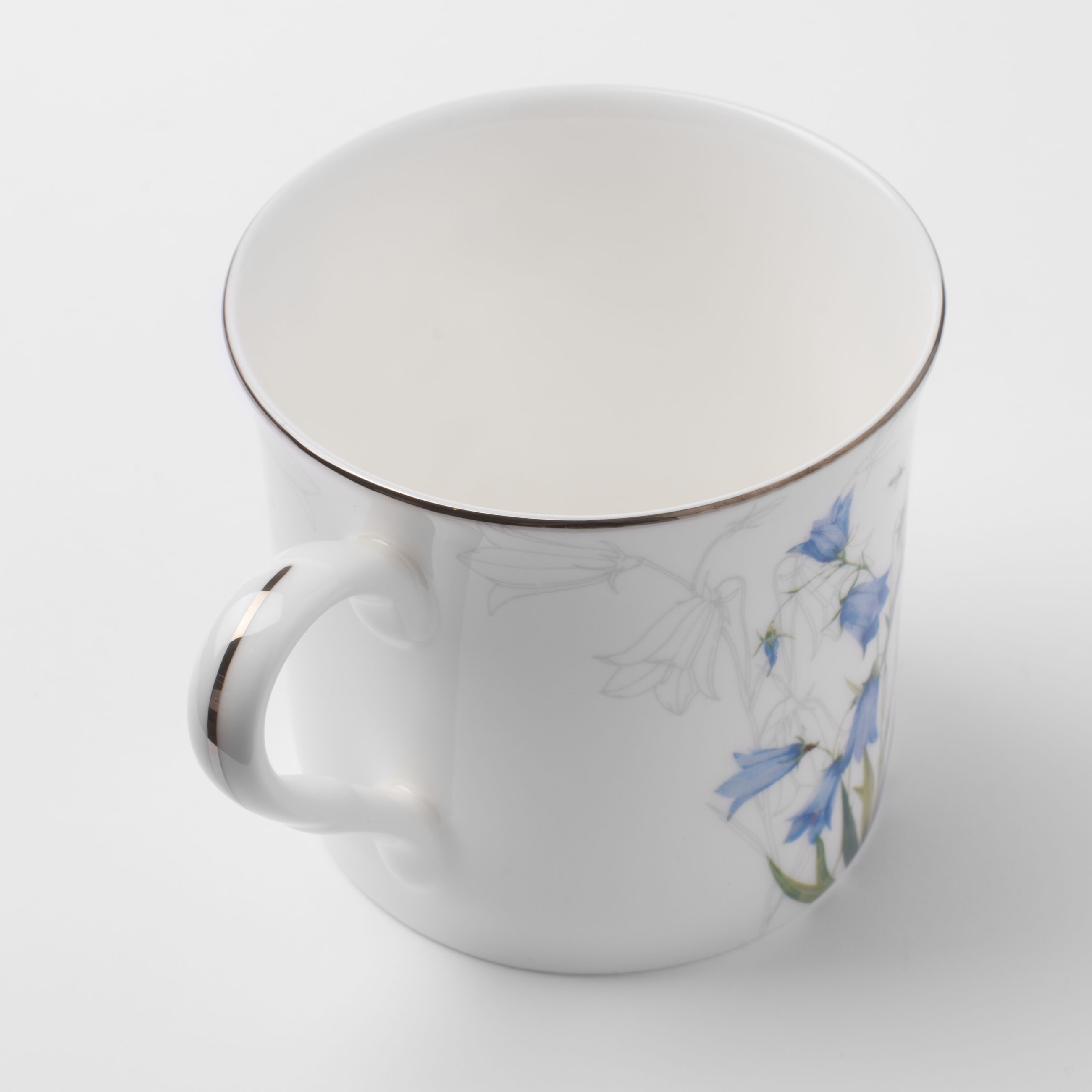 Mug, 330 ml, porcelain F, white, with silver edging, Bells, Delicate flower изображение № 3