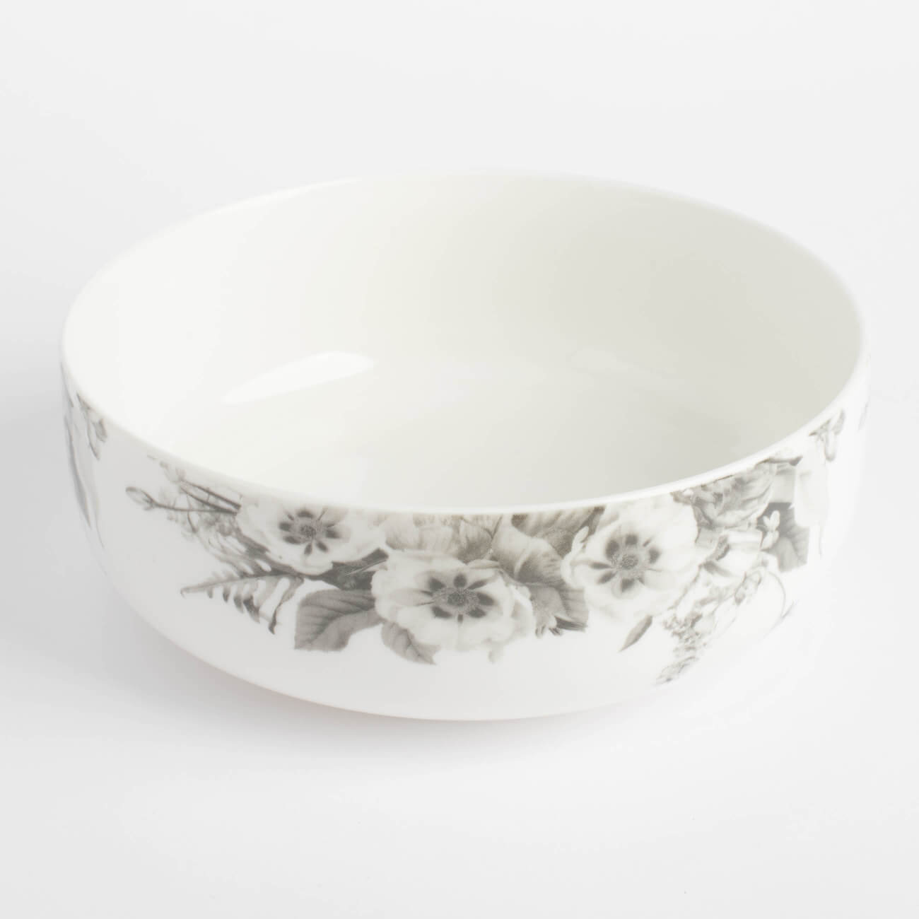 Salad bowl, 16x6 cm, 700 ml, porcelain N, white, Black and white flowers, Magnolia изображение № 1