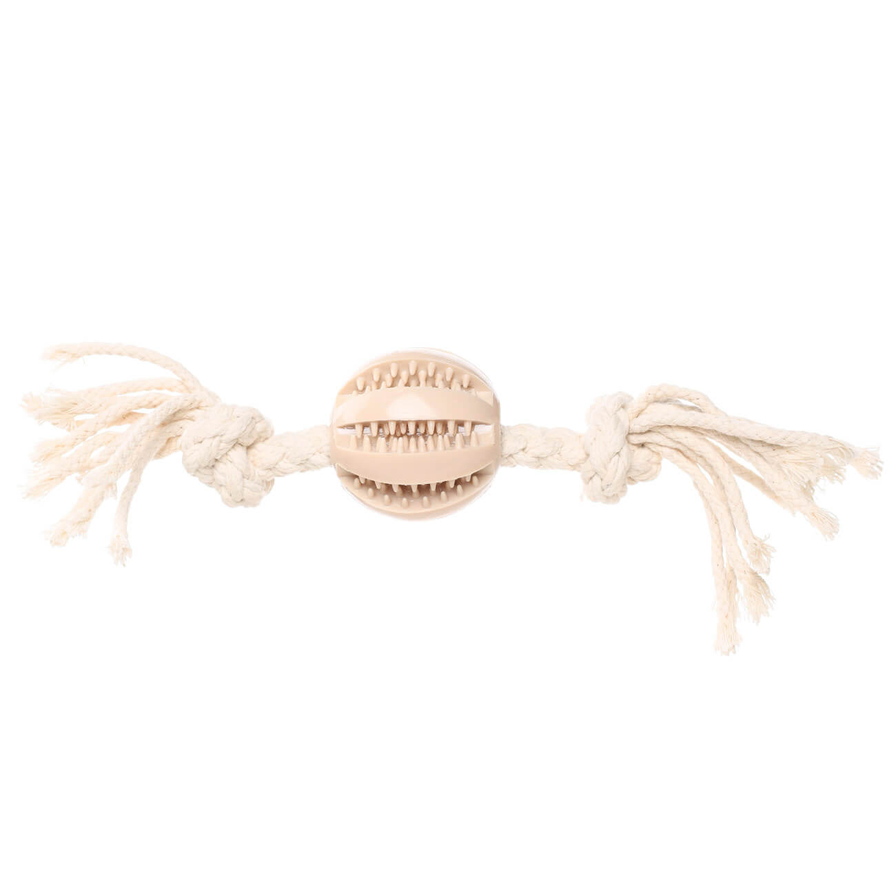 Dog toy, 28 cm, Rubber / cotton, Beige, Rope ball, Playful pet изображение № 1