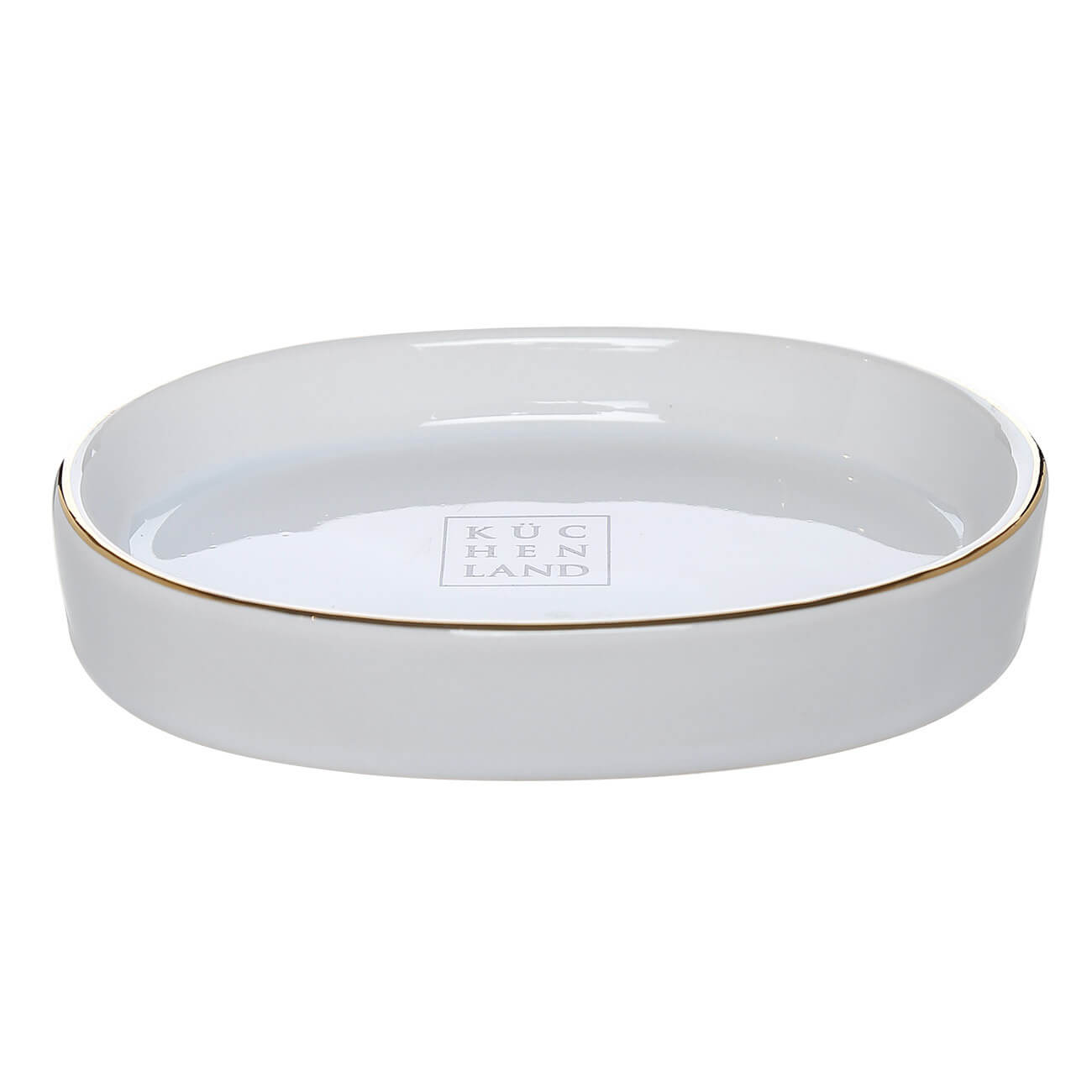 Soap dish, 11. 5x8. 5 cm, ceramic, oval, white-gold, Freya изображение № 1