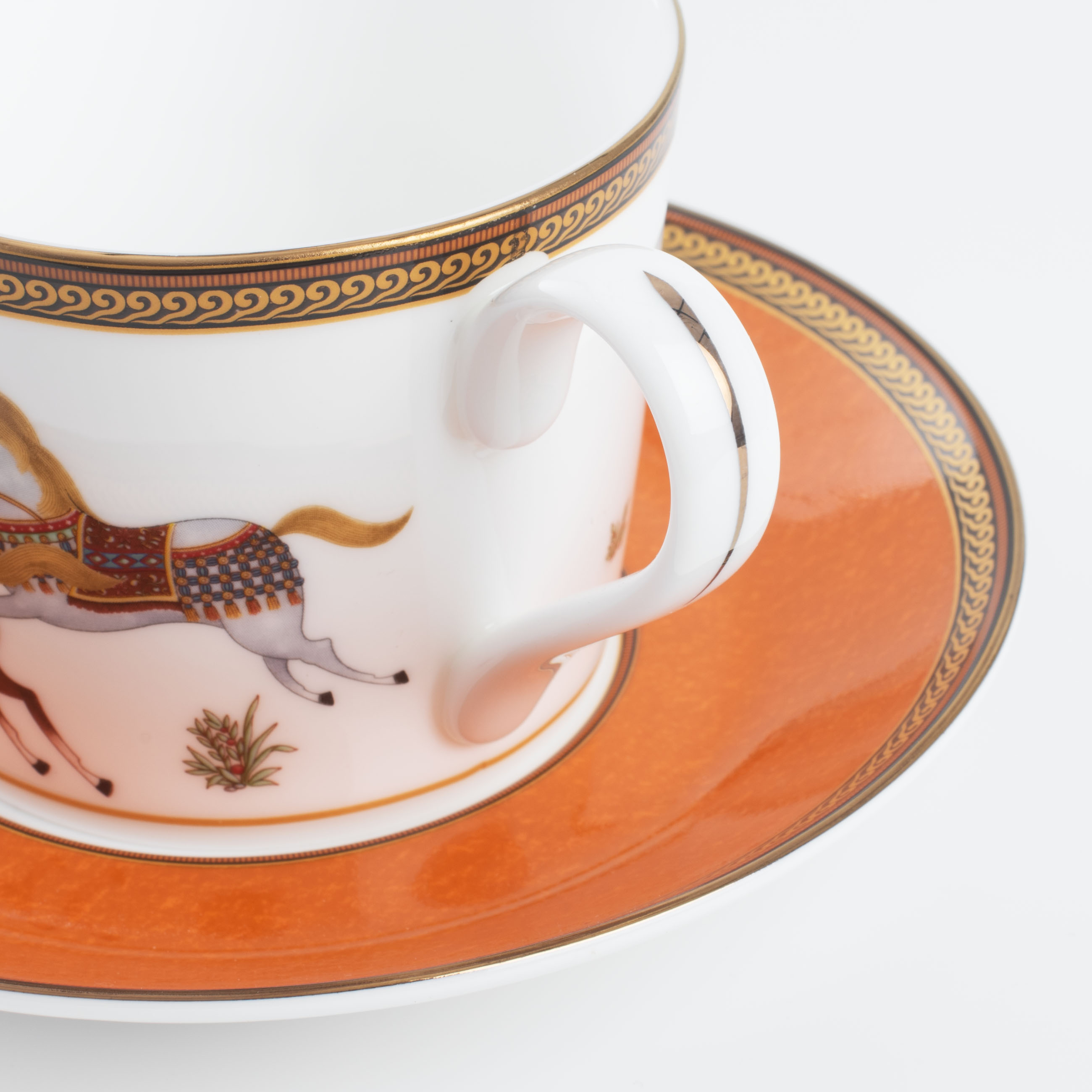 Tea pair, 1 Persian, 2 pr, 250 ml, porcelain F, brown, Horse racing, Blue wind изображение № 4