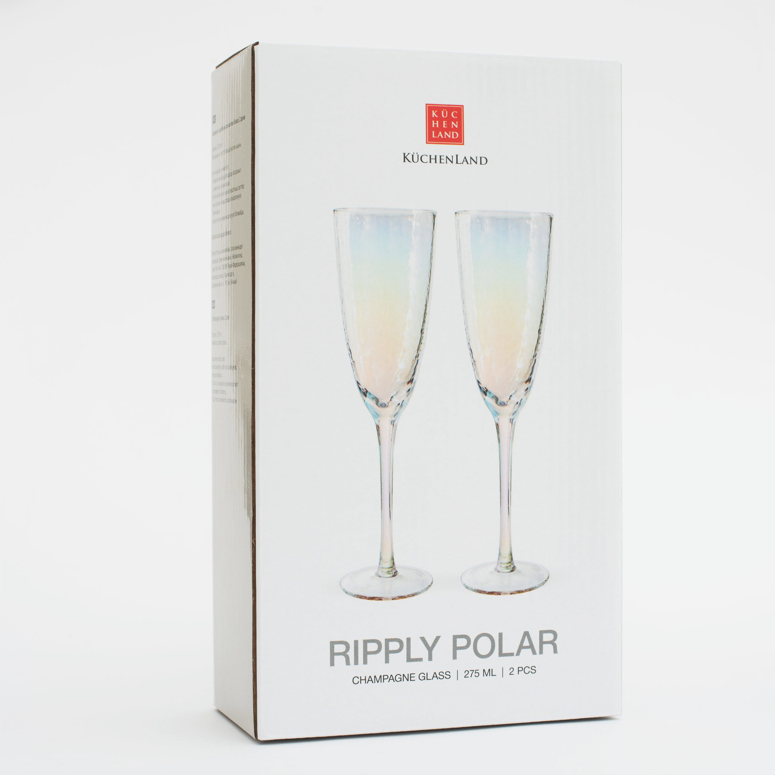 Champagne glass, 275 ml, 2 pcs, glass, mother of pearl, Ripply polar изображение № 7