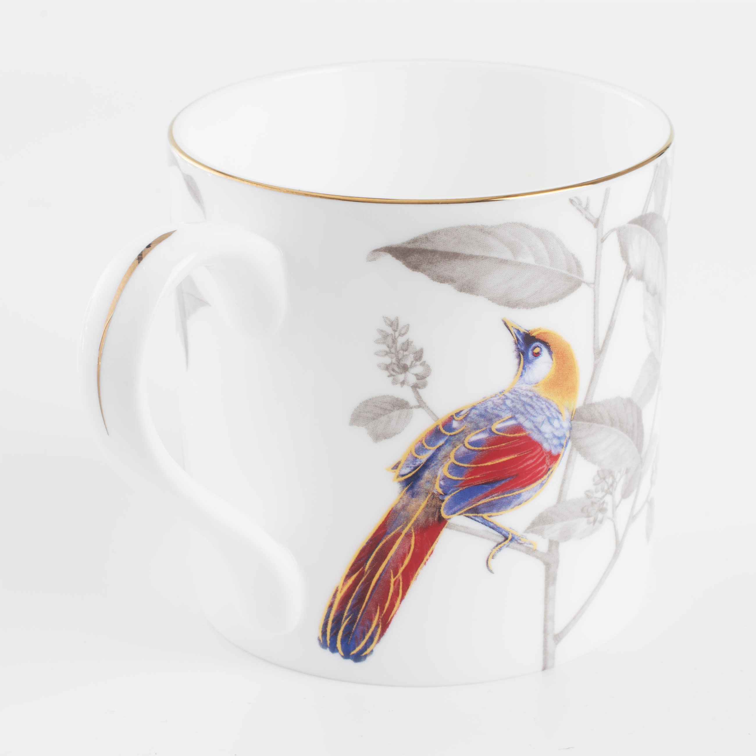 Mug, 380 ml, porcelain F, white, Kingfisher, Paradise bird изображение № 2