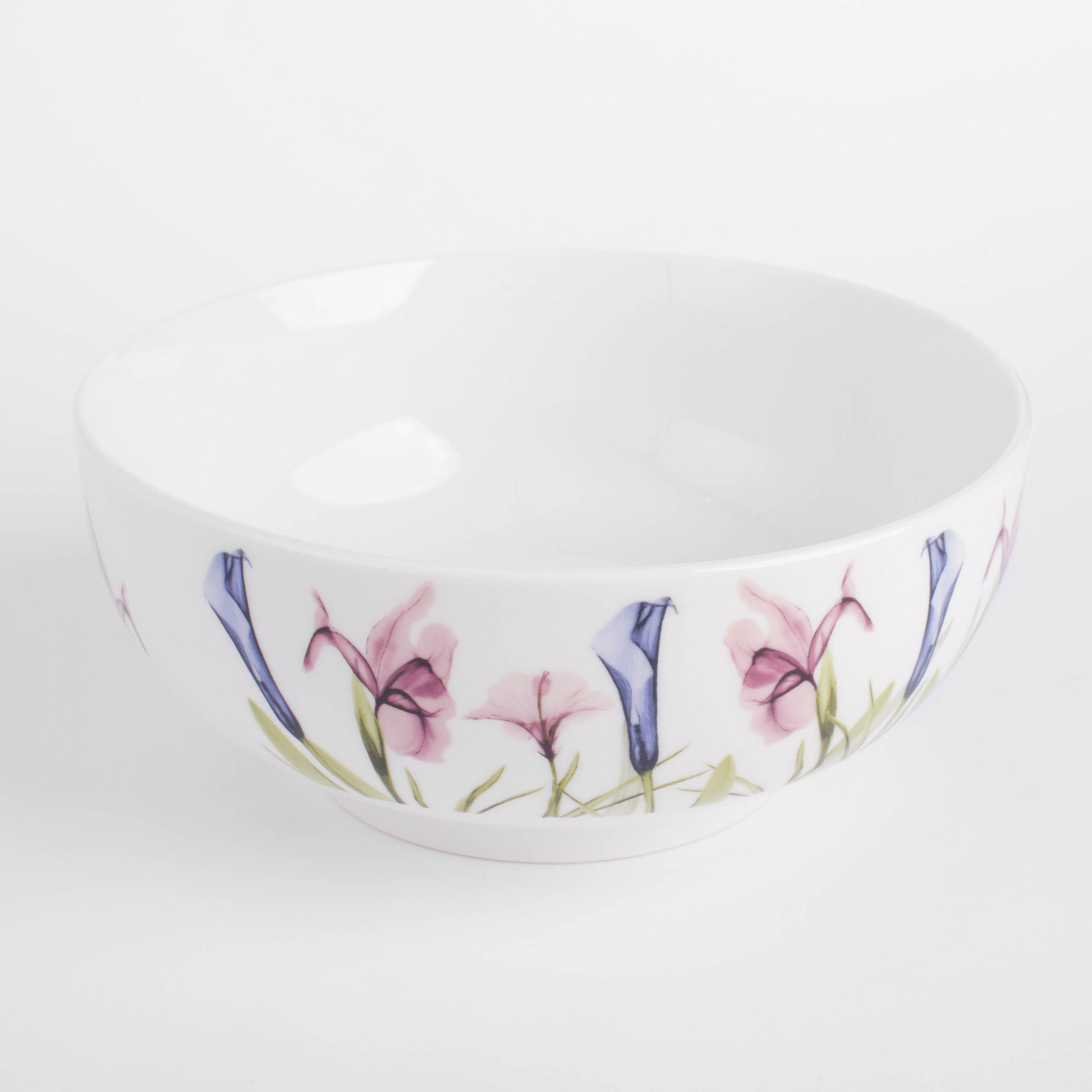 Salad bowl, 20x8 cm, 900 ml, porcelain N, white, Pastel flowers изображение № 3
