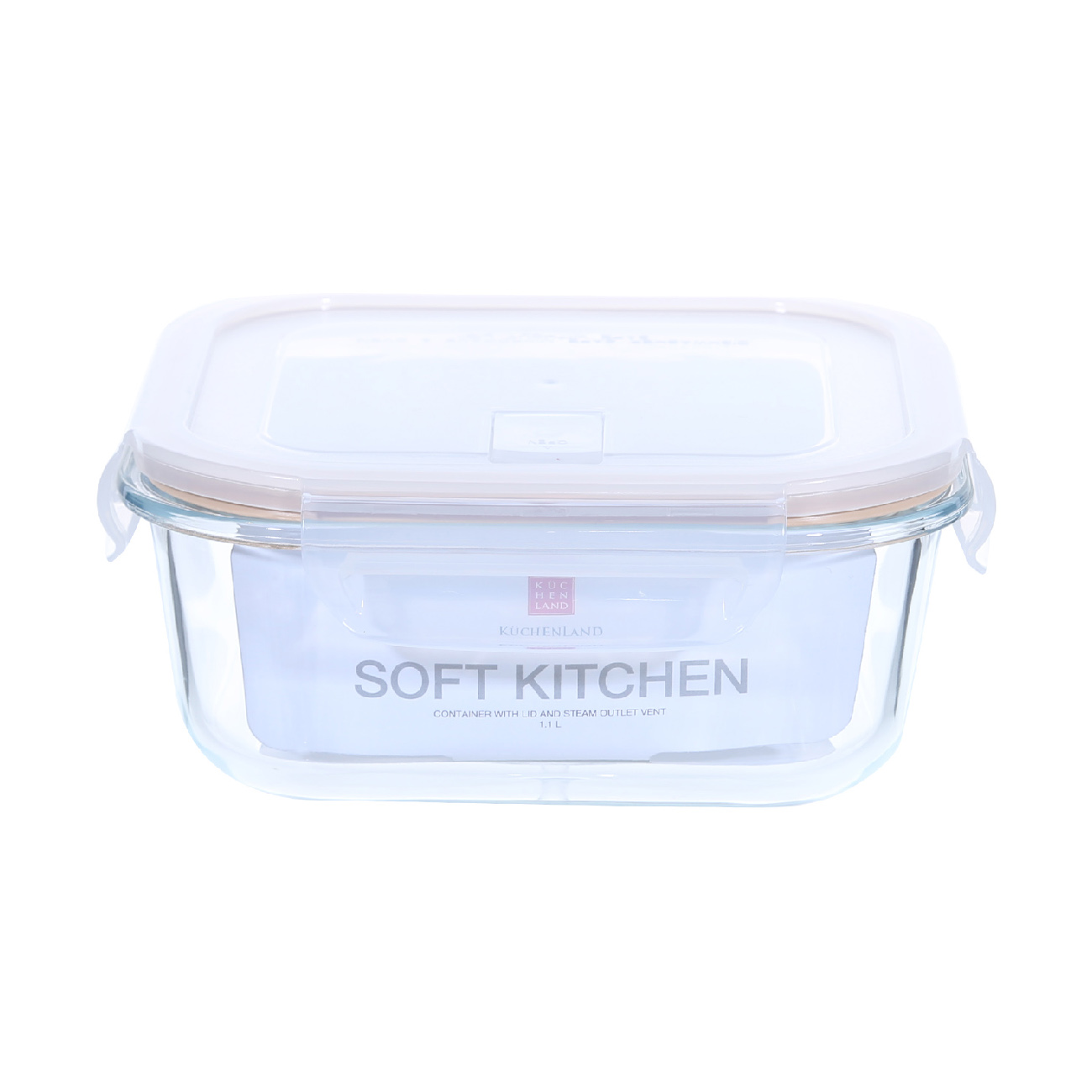 Container, 520 ml, with clips, with valve, glass T / plastic, square, Soft kitchen изображение № 2