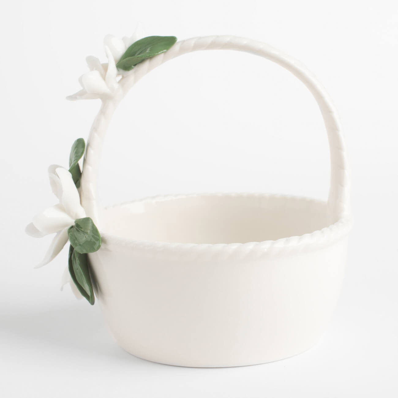 Candy bowl, 16x15 cm, with handle, porcelain P, white, Flowers, Bloome изображение № 1