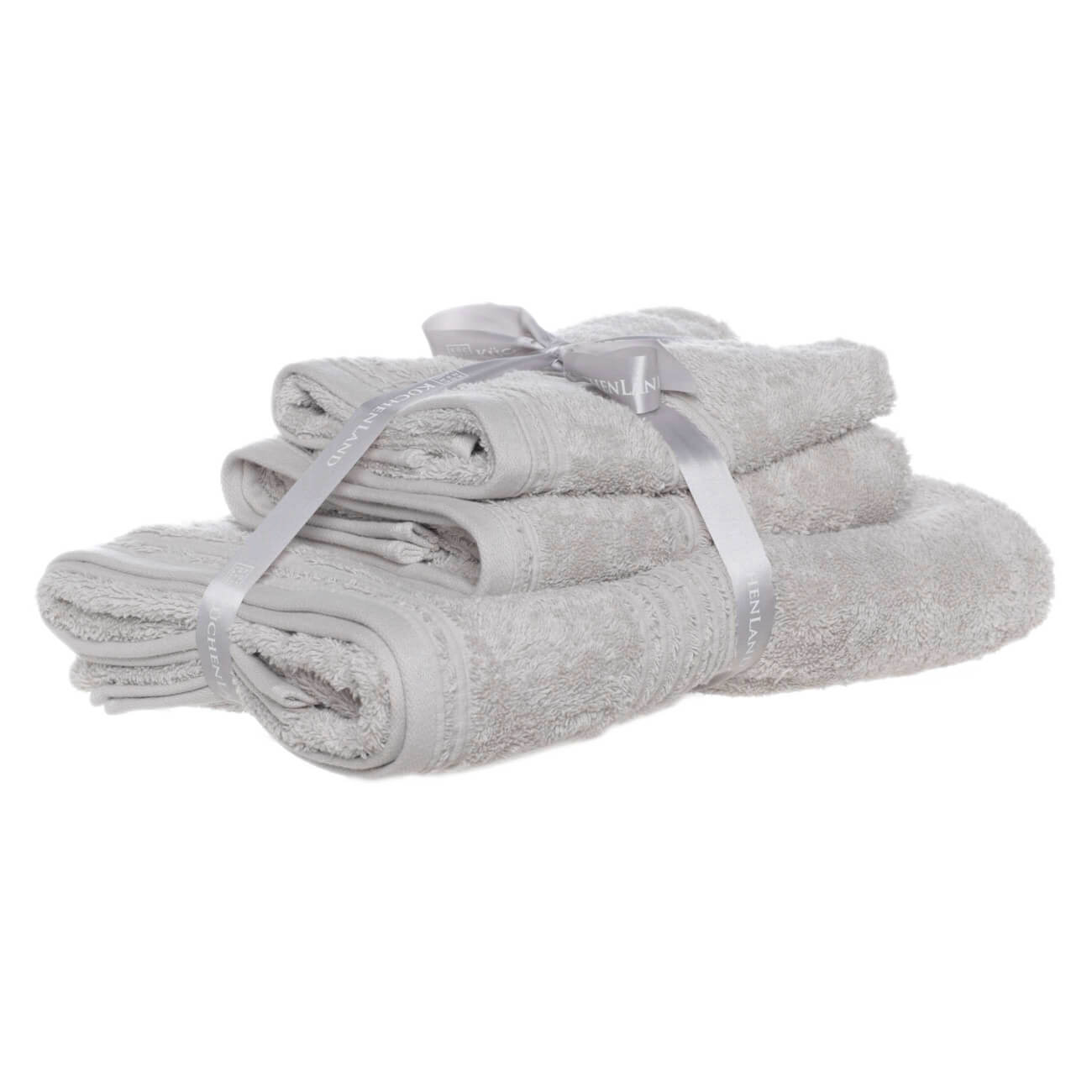 Towel set, 40x60 / 50x90 / 70x140 cm, 3 pcs, cotton, light grey, Natural cotton изображение № 1