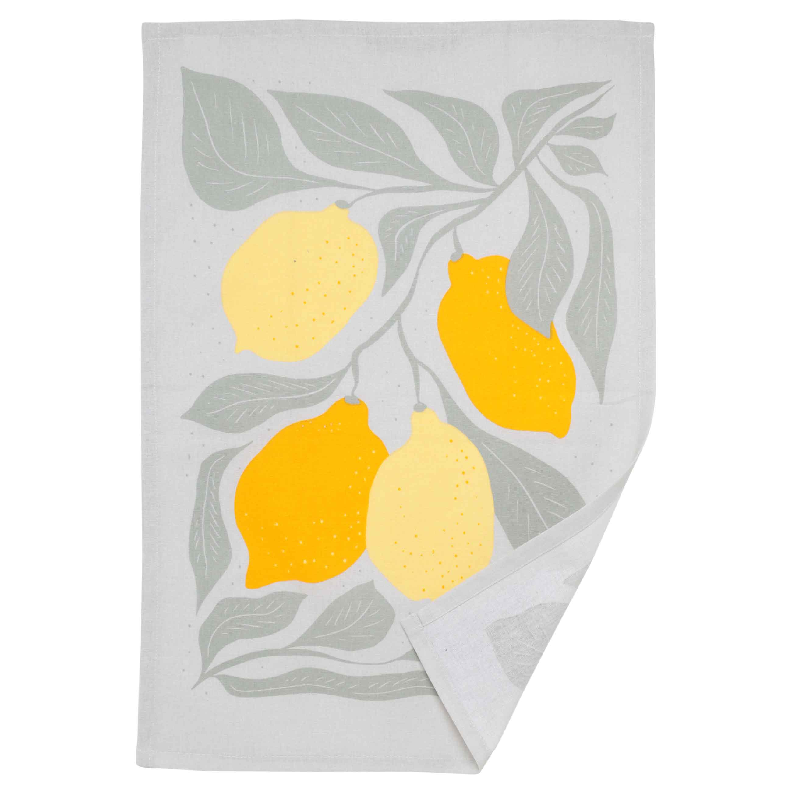 Kitchen towel, 40x60 cm, cotton, gray, Lemons on branches, Sicily in bloom изображение № 3