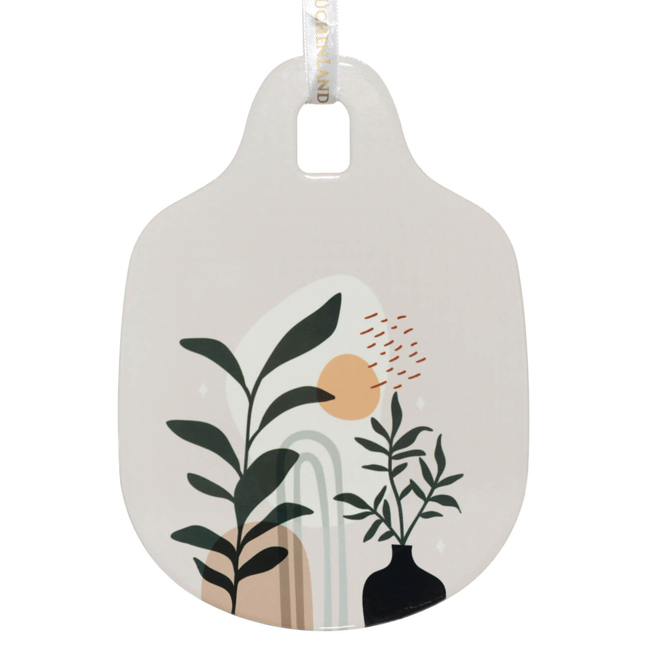 Hot plate, 15x21 cm, ceramic / cork, beige, Plants, Abstract изображение № 1