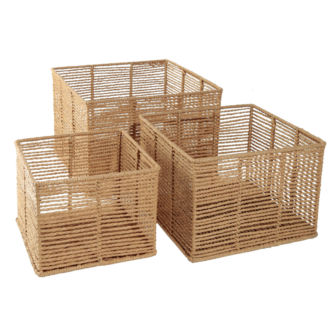 Storage basket, 20x14 cm, paper / metal, square, beige, Village изображение № 3