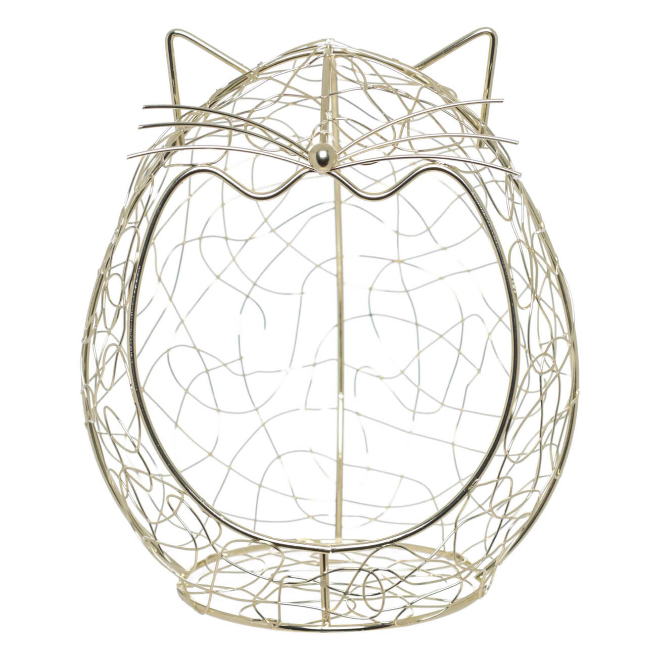Storage basket, 18x20 cm, metal, golden, Cat, Twist gold изображение № 1