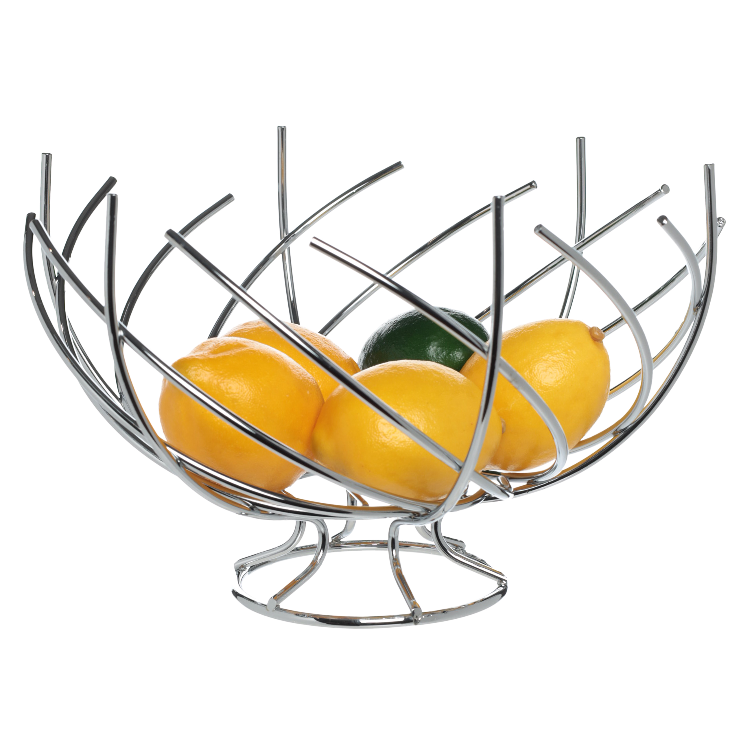 Fruit basket, 30 cm, on a leg, metal, silver, Twist silver изображение № 4