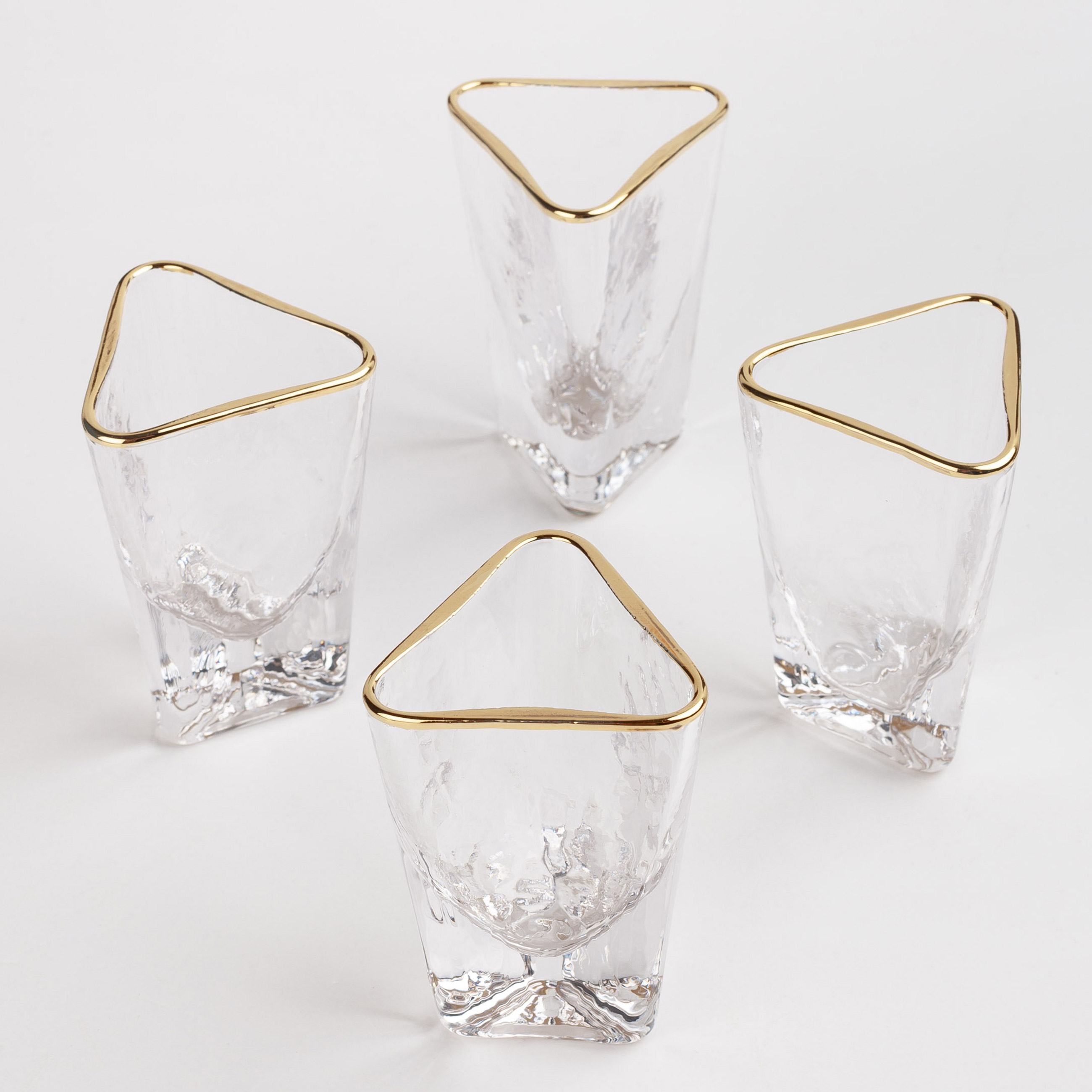 Vodka shot glass, 40 ml, 4 pcs, glass, golden edging, Triangle Gold изображение № 3
