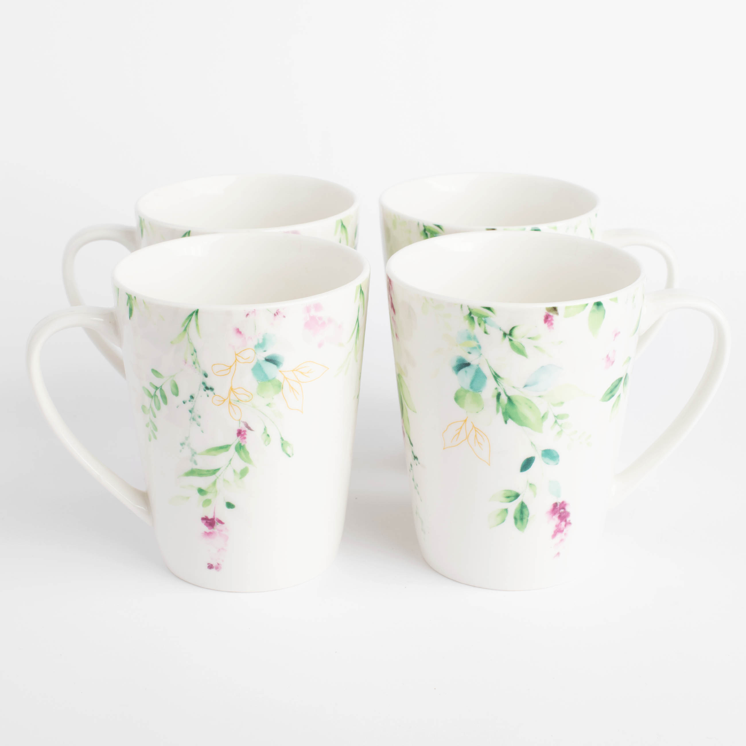 Mug, 420 ml, 4 pcs, porcelain N, white, Watercolor flowers, Senetti изображение № 4