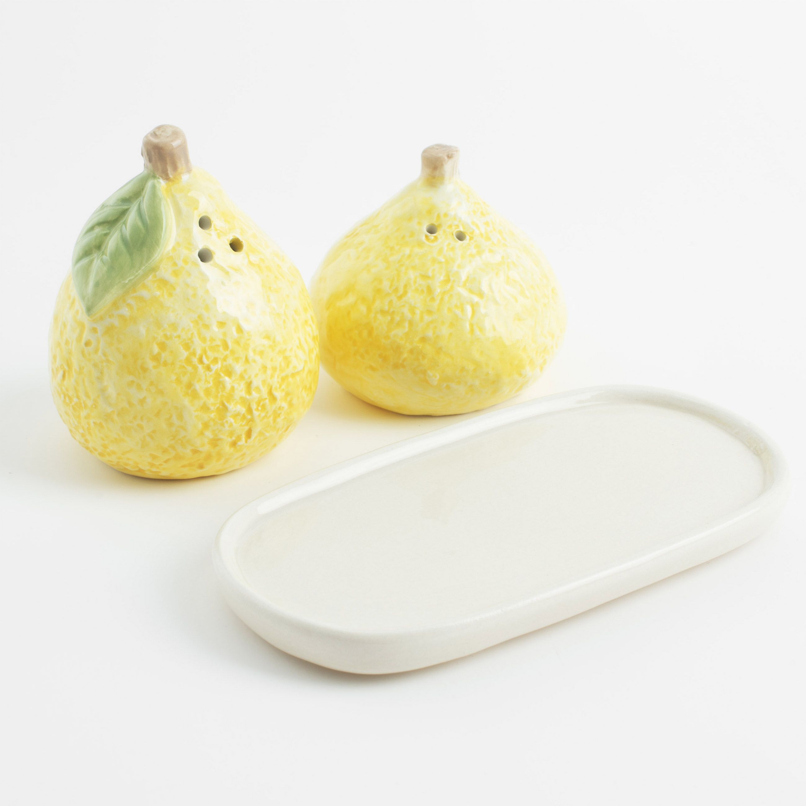 Salt and pepper set, 8 cm, on a stand, ceramic, yellow, Lemons, Sicily in bloom изображение № 5