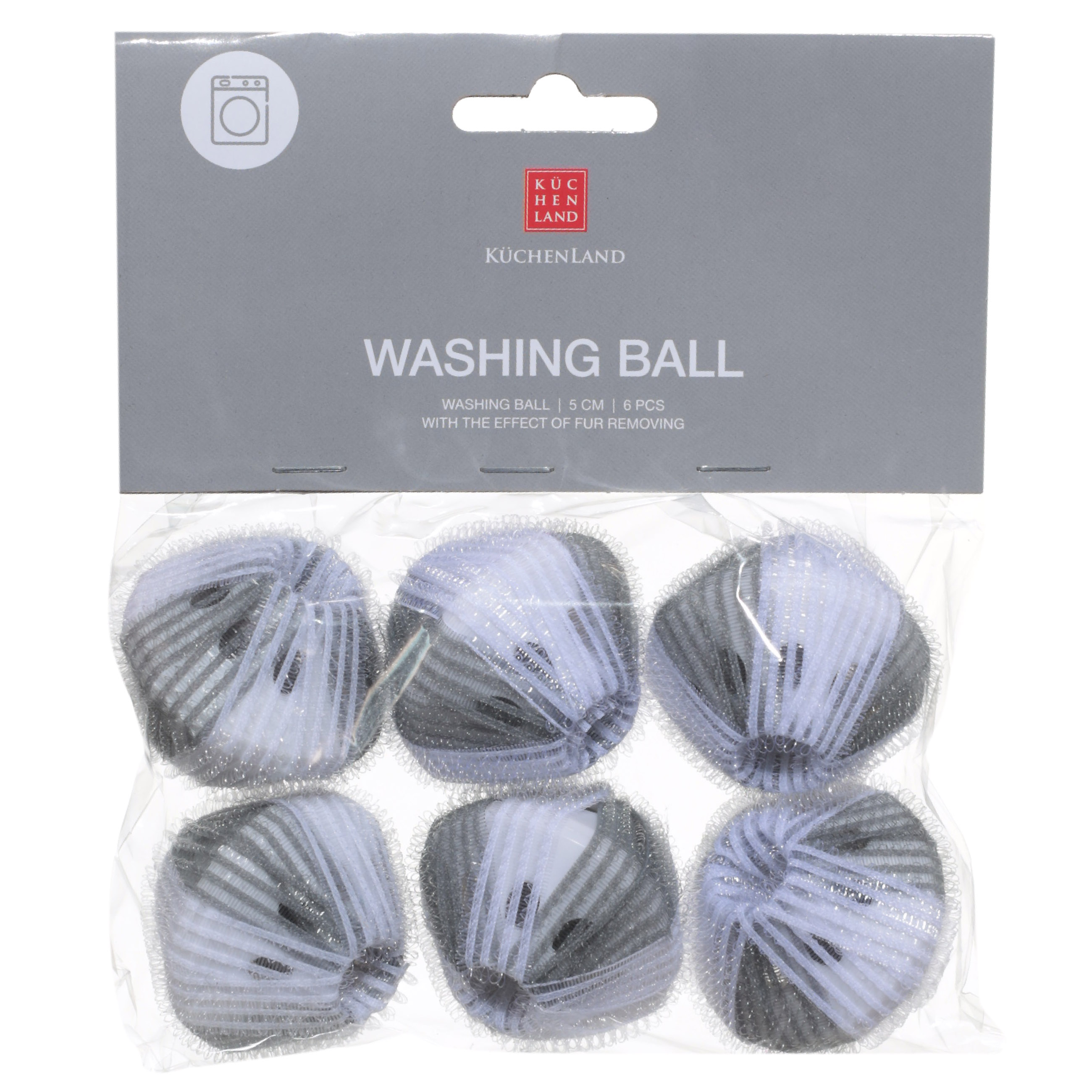 Washing ball, 5 cm, 6 pcs, with the effect of collecting wool, nylon, gray, Washing ball изображение № 2