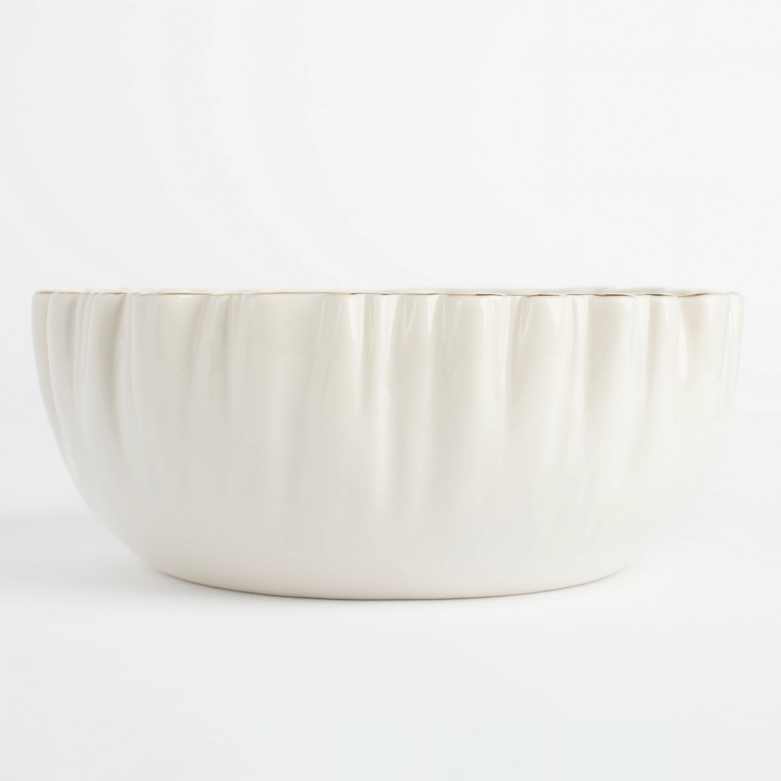 Salad bowl, 20x7 cm, 1.3 l, porcelain R, with golden edging, Crumpled effect, Crumple gold изображение № 2