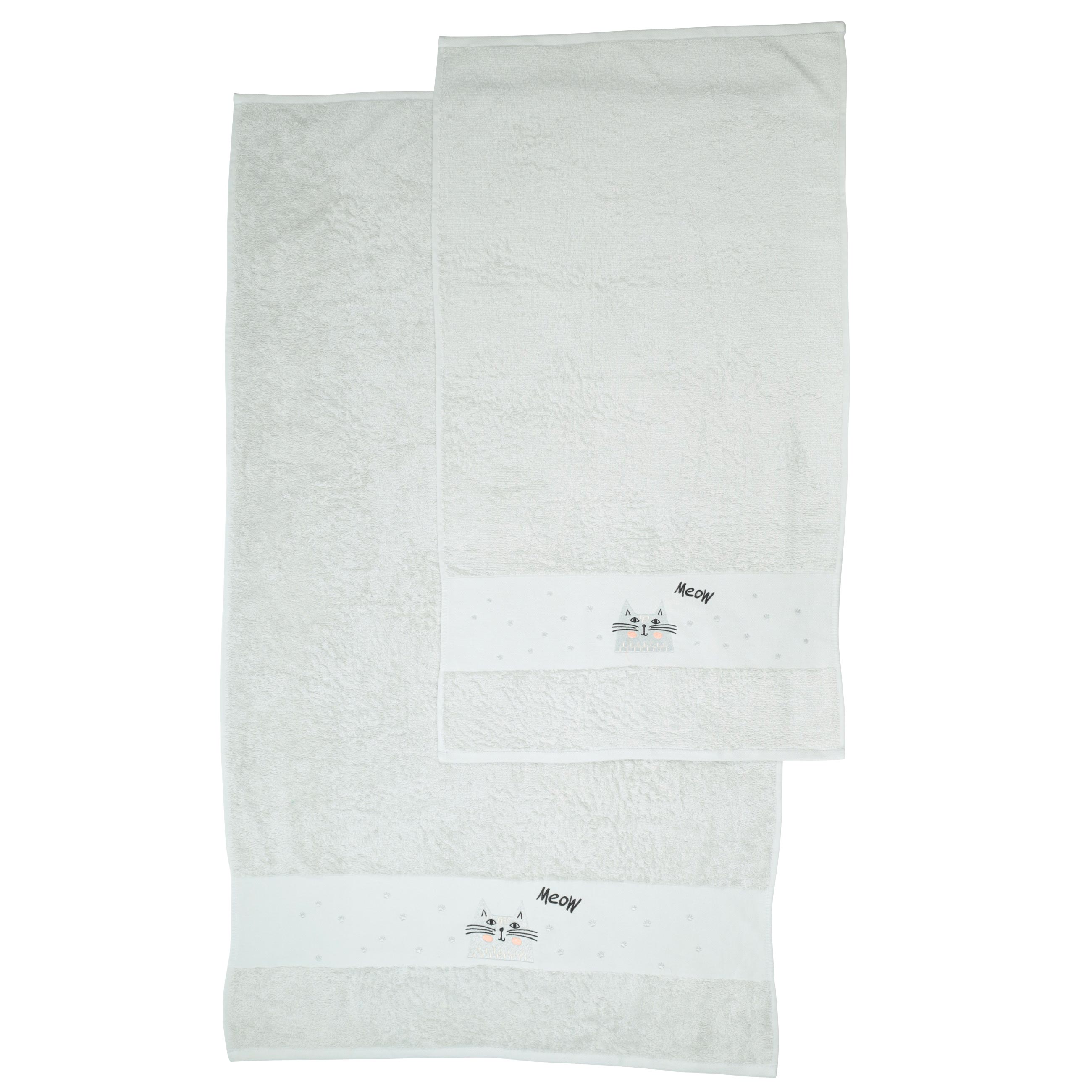 Baby towel, 70x120 cm, cotton, light grey, Cat, Grey cat изображение № 3