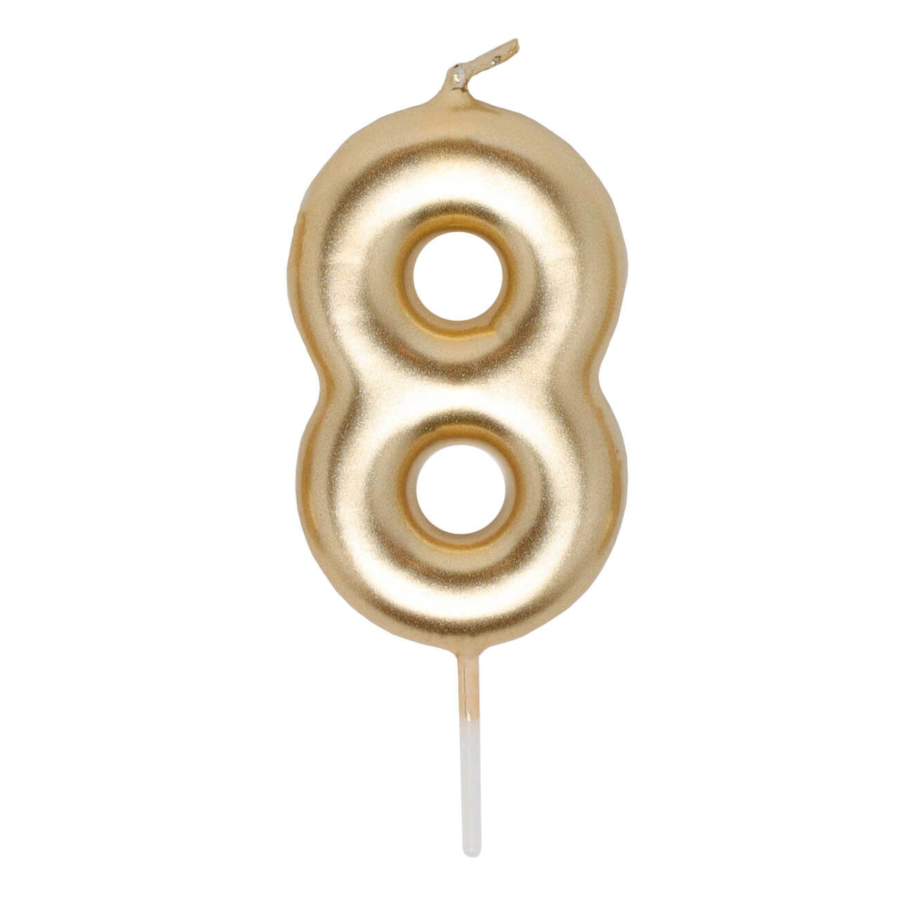 Cake candle, 8 cm, golden, Number 8, Birthday party изображение № 1