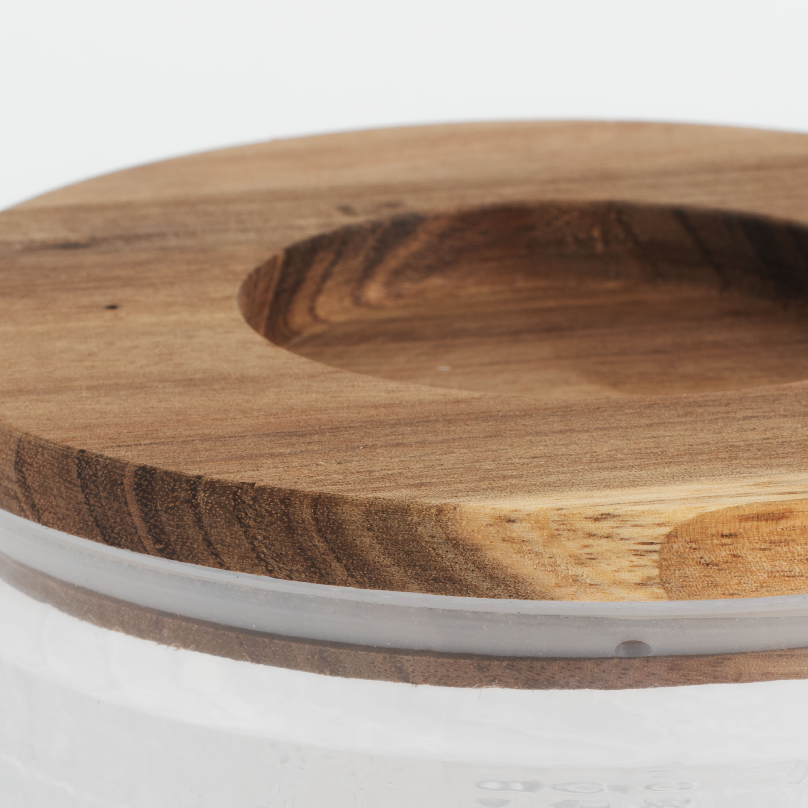 Salad bowl, 15x9 cm, 800 ml, on a leg, with a lid-stand, glass R / wood, Zero изображение № 2