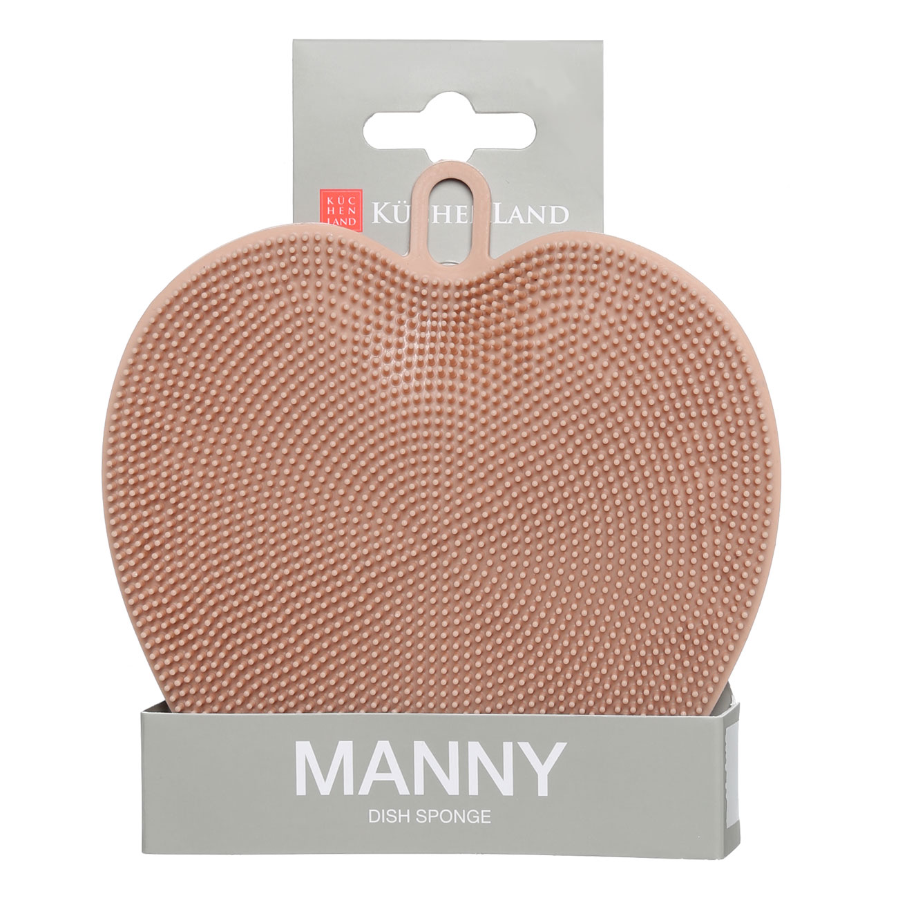 Sponge for washing dishes, 12 cm, silicone, beige-pink, Apple, Manny изображение № 2