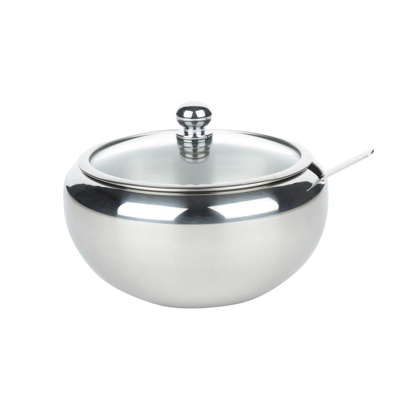 Sugar bowl, 9 cm, 500 ml, with spoon, steel, Classic изображение № 1