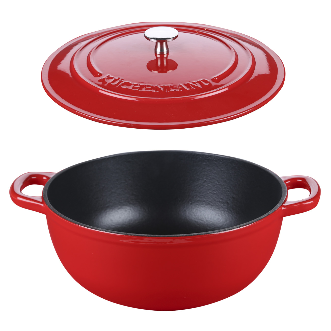 Cauldron, 27 cm, 4.5 l, with lid, cast iron, Red, Bright изображение № 2