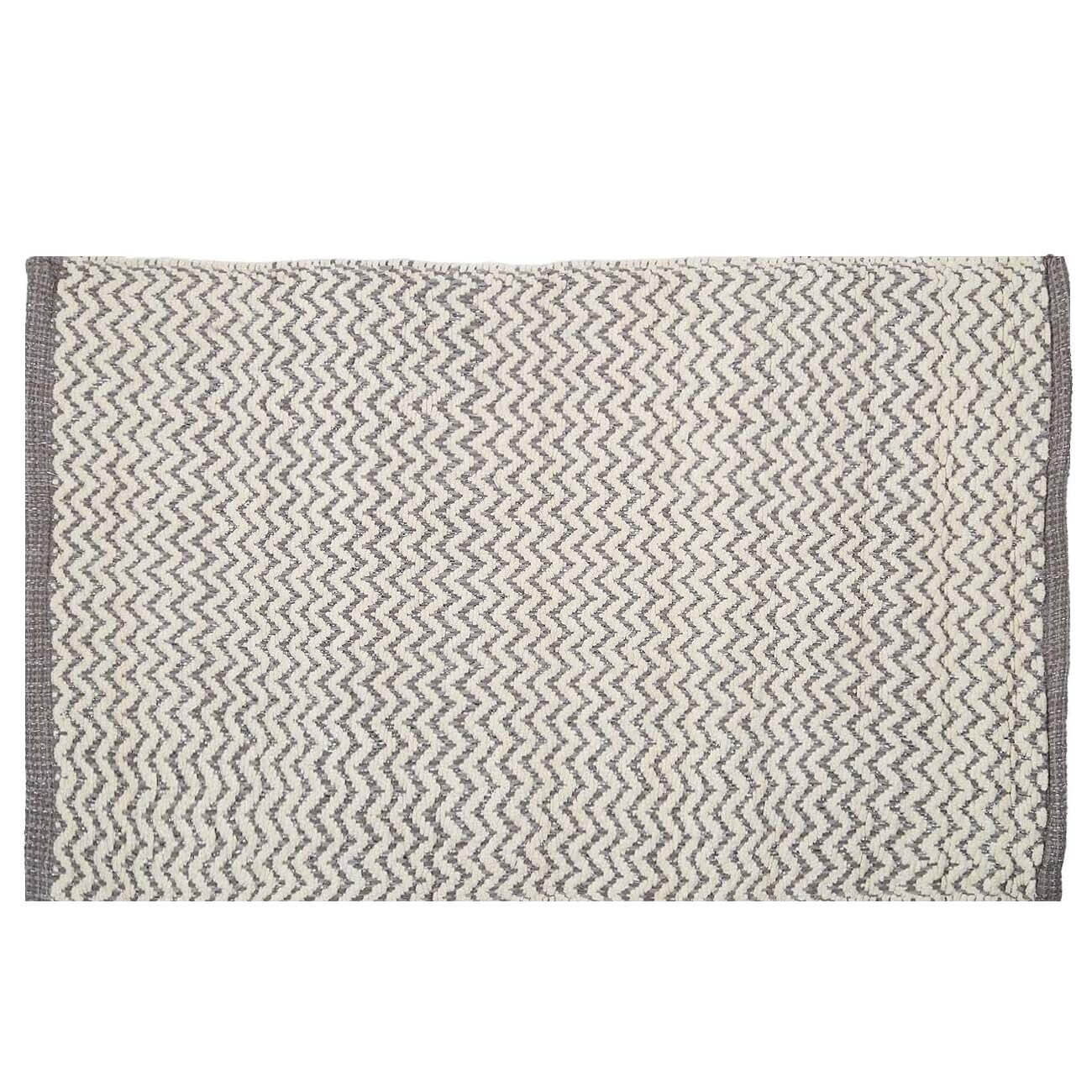 Mat, 50x80 cm, cotton, white and gray, Zigzags with lurex, Shiny threads изображение № 1