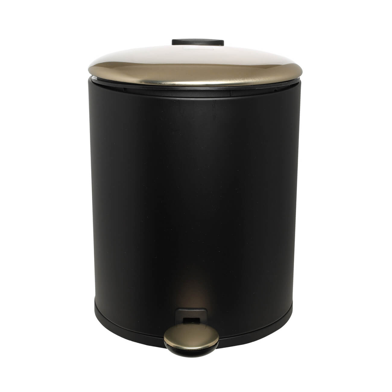 Waste container, 5 l, with pedal, metal, black and gold, Black chic изображение № 1