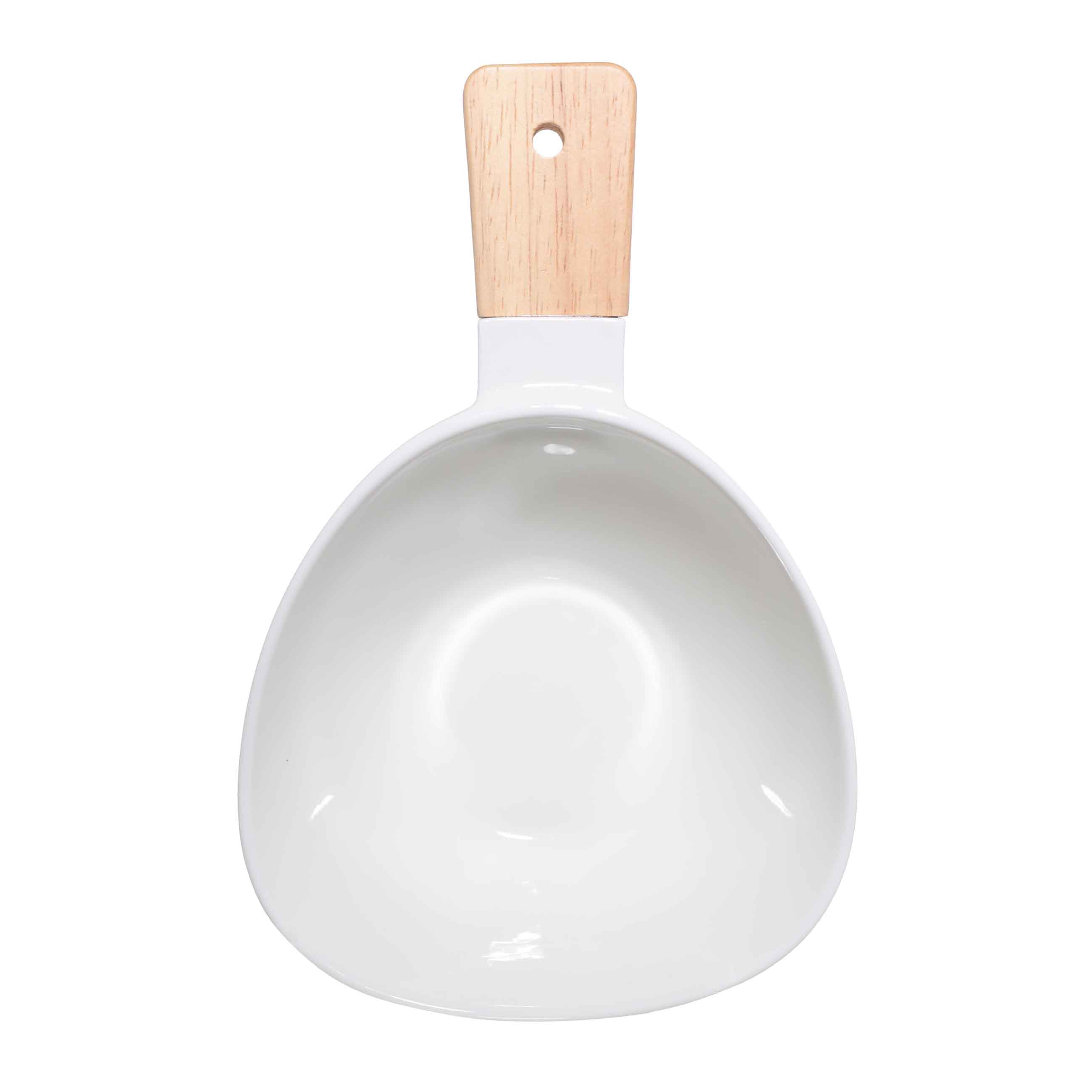 Salad bowl, 16x8 cm, 600 ml, with handle, porcelain P / wood, white, Synergy изображение № 3