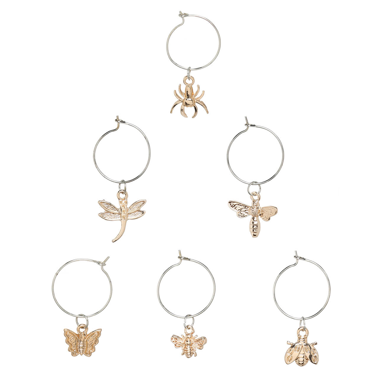 Glass pendant, 6 pcs, metal, Gold, Insects, Bugs изображение № 1