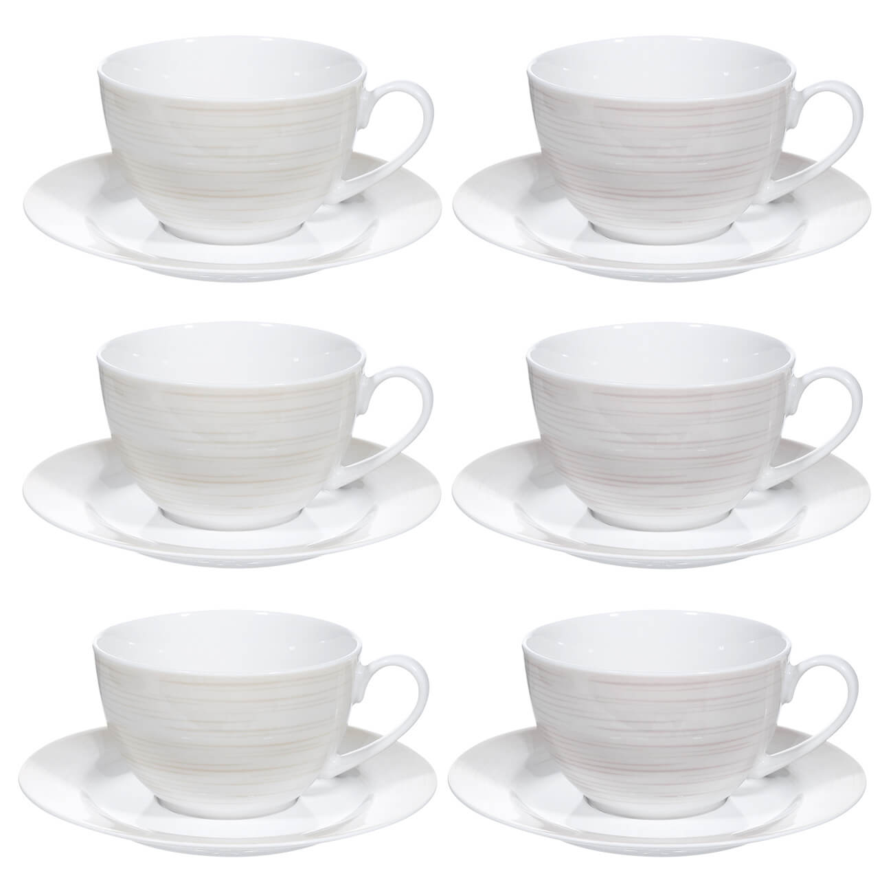 Tea pair, 6 persons, 12 pr, 220 ml, porcelain N, beige / milk, Chalk изображение № 1