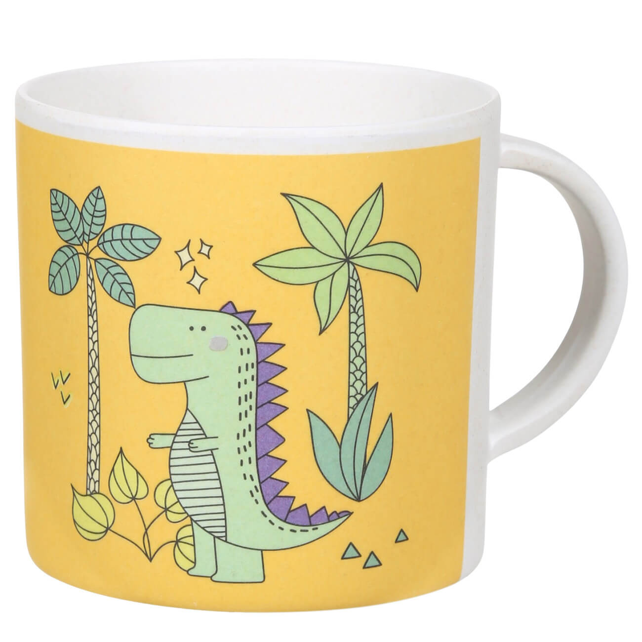 Mug, children's, 350 ml, bamboo, yellow, Dinosaur, Dino изображение № 1