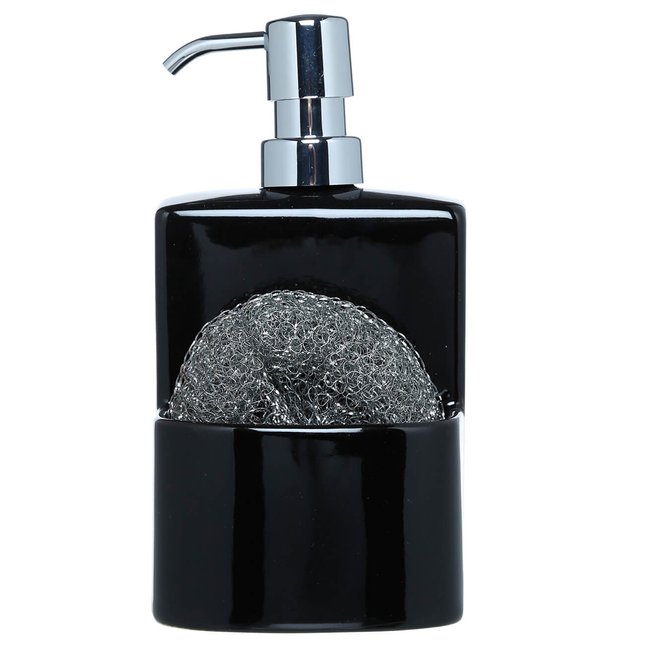 Detergent dispenser, 450 ml, Organizer, with Sponge, Ceramic, Black, Keeping изображение № 1