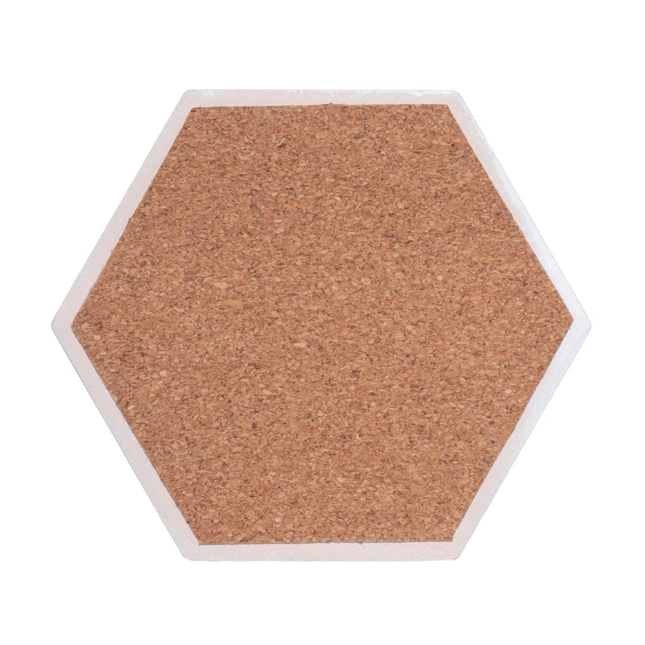 Mug stand, 11 cm, ceramic / cork, hexagonal, white, Bee, Honey изображение № 2