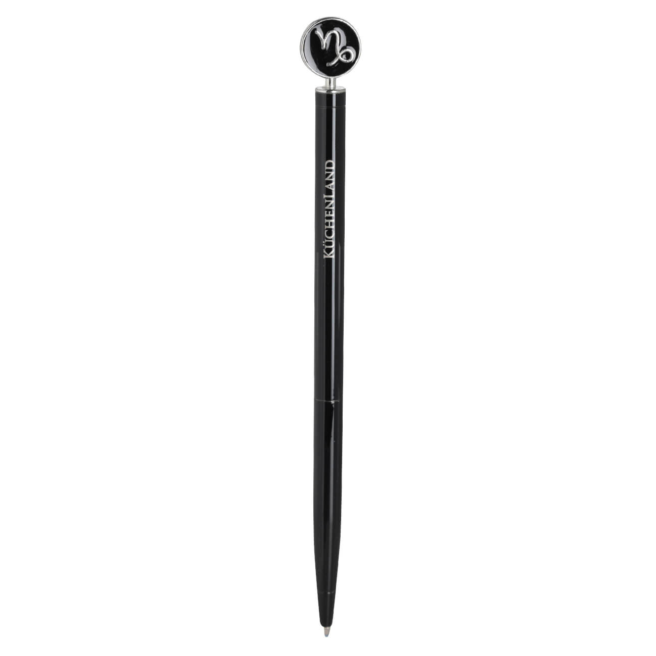 Ballpoint pen, 15 cm, with a figure, steel, black and silver, Capricorn, Zodiac изображение № 1